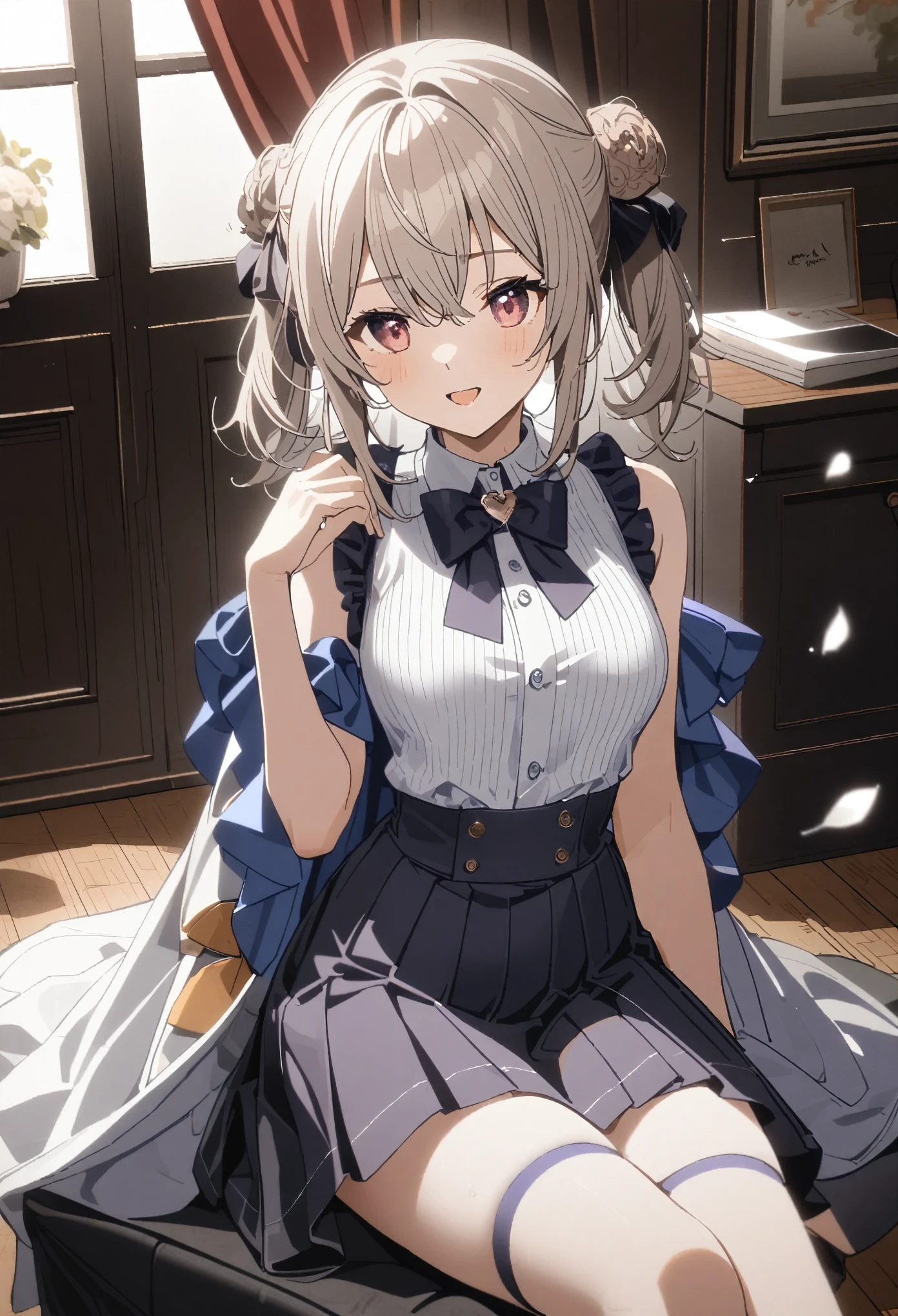 ((Fall in love with Lu&#39;s style：1.35)),(8k, best quality, masterpiece:1.2),\(Eye details\),\(Facial features details\),(1​ girl:1.3),(solo),(/gray hair)/,long hair,air bangs,,Wearing a big witch hat,((The lower body was buried underground:1.3)),