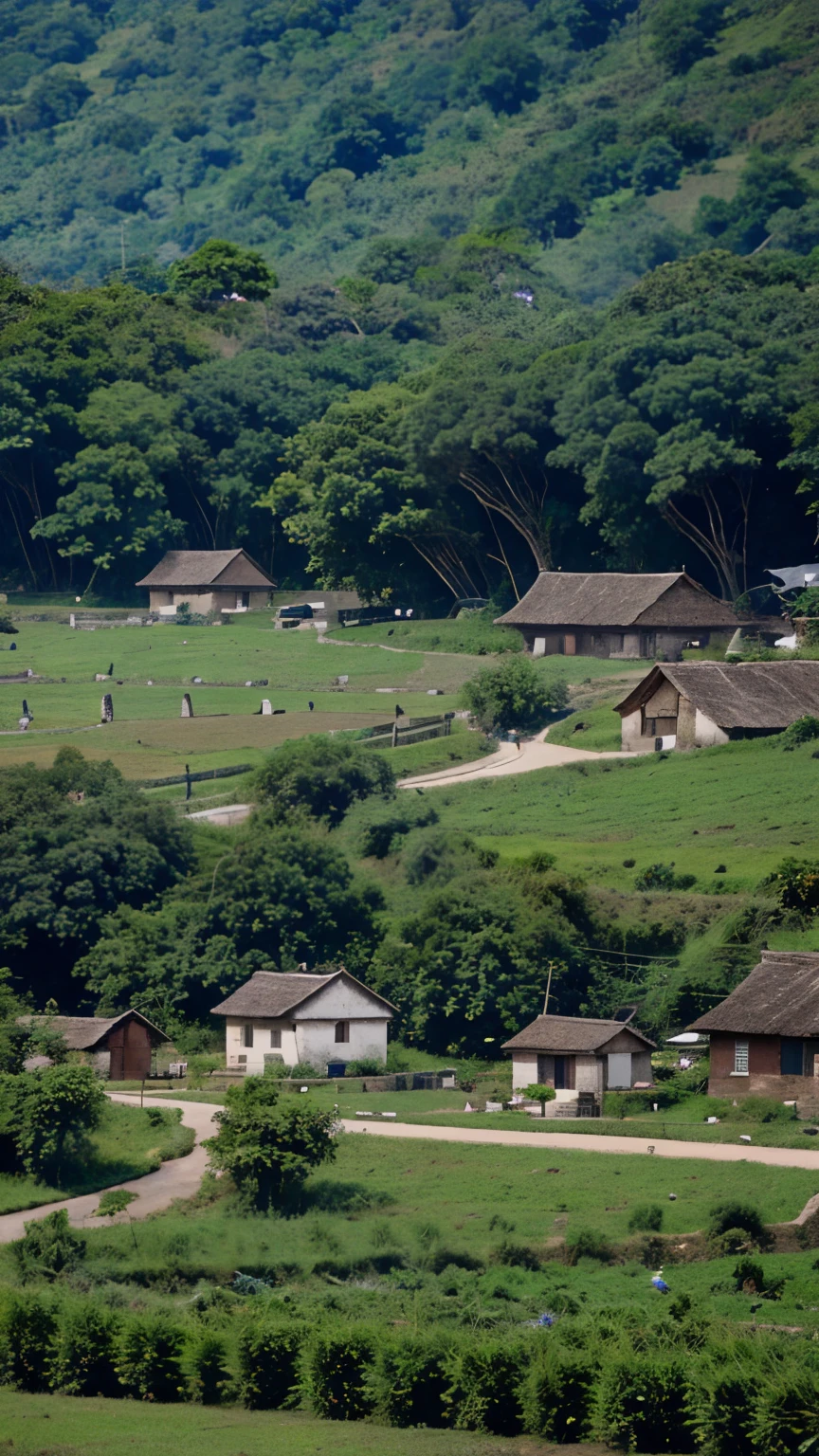 A village far from the bustle of the city in the middle of the jungle