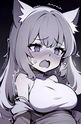 Have cat ears、work、Looks very painful、Small face、、masterpiece、Very embarrassed look、Big Breasts、Very impatient、Trembling、Sweating、Are pregnant、No characters allowed、Being restrained、disease、abdomen