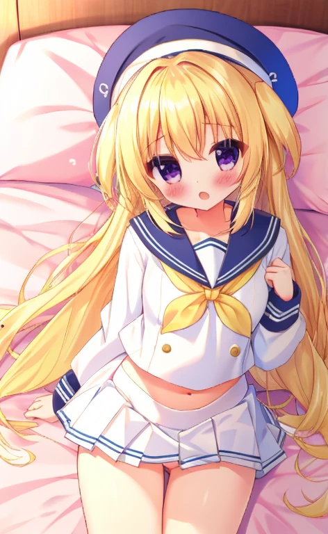 Beautiful long blonde Embarrassing A girl wearing a long-sleeved sailor suit Pleated skirt mini skirt No underwear Doggystyle POV 1boy, 1girl, penis