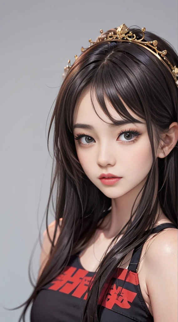 A girl looks at the audience, Dark brown hair, Chinese Girl, Headdress, Chinese Hair Accessories, Chef&#39;s Clothes, Perfect eyes, (Eye proportions are correct: 1), (Hanfu: 1.1), (Mecha: 0.5), Mechanical arm, (magic: 1.5), front, magic elements, (whole body: 1.5), (Simple background: 1.1), Bright background, Futuristic, First-person perspective, View, panoramic, Ultra high quality, masterpiece, precise, Anatomically correct, High Detail, (best quality: 1.5), high resolution, 8K, Perfect face proportions, Upright body, beautiful eyes, Perfect face, Delicate face, elegant,