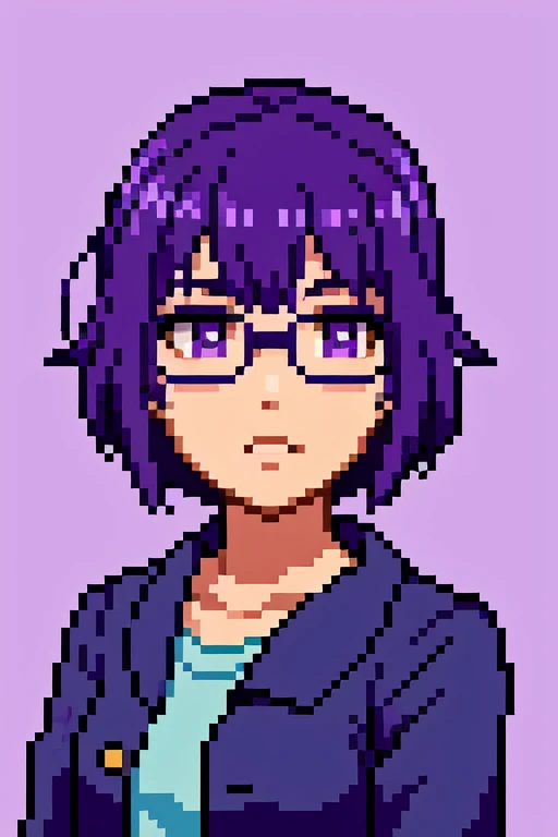 Portrait of 3d cel shaded cute girl, purple wolfcut hair wearing glasses cloudy sky background lush landscape illustration concept art anime key visual trending pixiv fanbox by wlop and greg rutkowski and makoto shinkai and studio ghibli, masterpiece, best quality, masterpiece, masterpiece, best quality, masterpiece