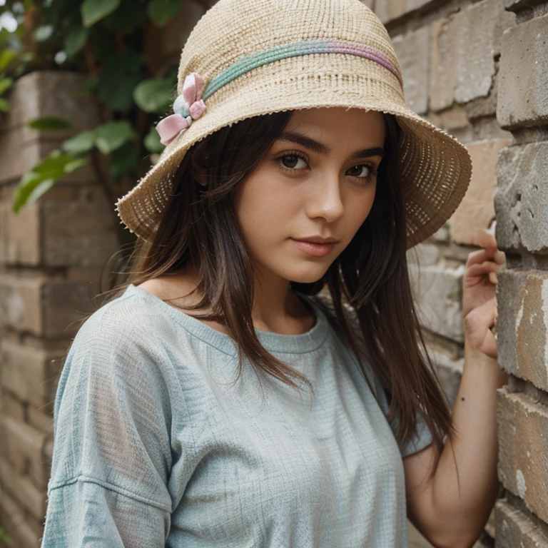 Jute hat pastel colours
