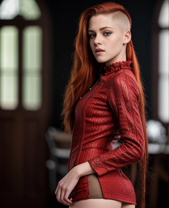 (show front view), (show thigh up:1.3), Kristen Stewart skinny lean, (skimpy micro dress),
(perfect fingers:1.2),(UHD 8k:1.5), solo female, realistic image, high detail, photo quality, beautiful girl, best quality, ultra-detailed, masterpiece, finely detail, realistic skin texture, 85 mm art lens, f 1.2, sharp focus, 8 k high definition, insanely detailed, intricate, best quality, ultra-detailed, ultra high res, (photorealistic:1.4), raw photo, (realistic:0.2), 8k HDR, f1.4, 40mm, photorealistic, raw, 8k, textured skin, skin pores, intricate details, (long parting undercut red hair shaved fade:1.3),
it’s realistic Kristen Stewart