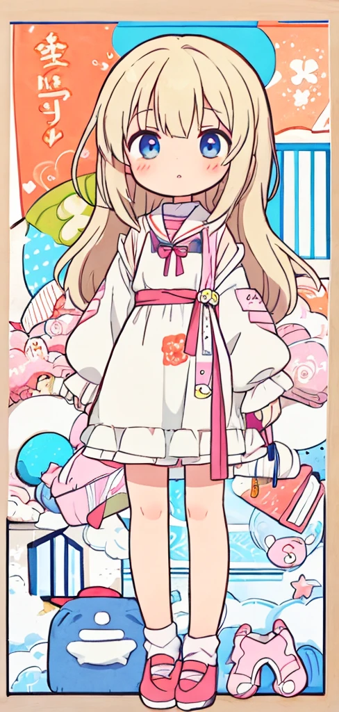 A picture of a girl wearing a shirt and shoes and reading a script, a Manga Drawing, an Anime Drawing, by Naka Bokunen, clean anime outlines, Manga Drawing, line-drawing!!, small girl, anime sketch, As an anime character, full body portrait of a short!, anime style character, anime style drawing, Anime Drawing, full body character drawing, What is the title of the book you have in your hand?「Tere East」