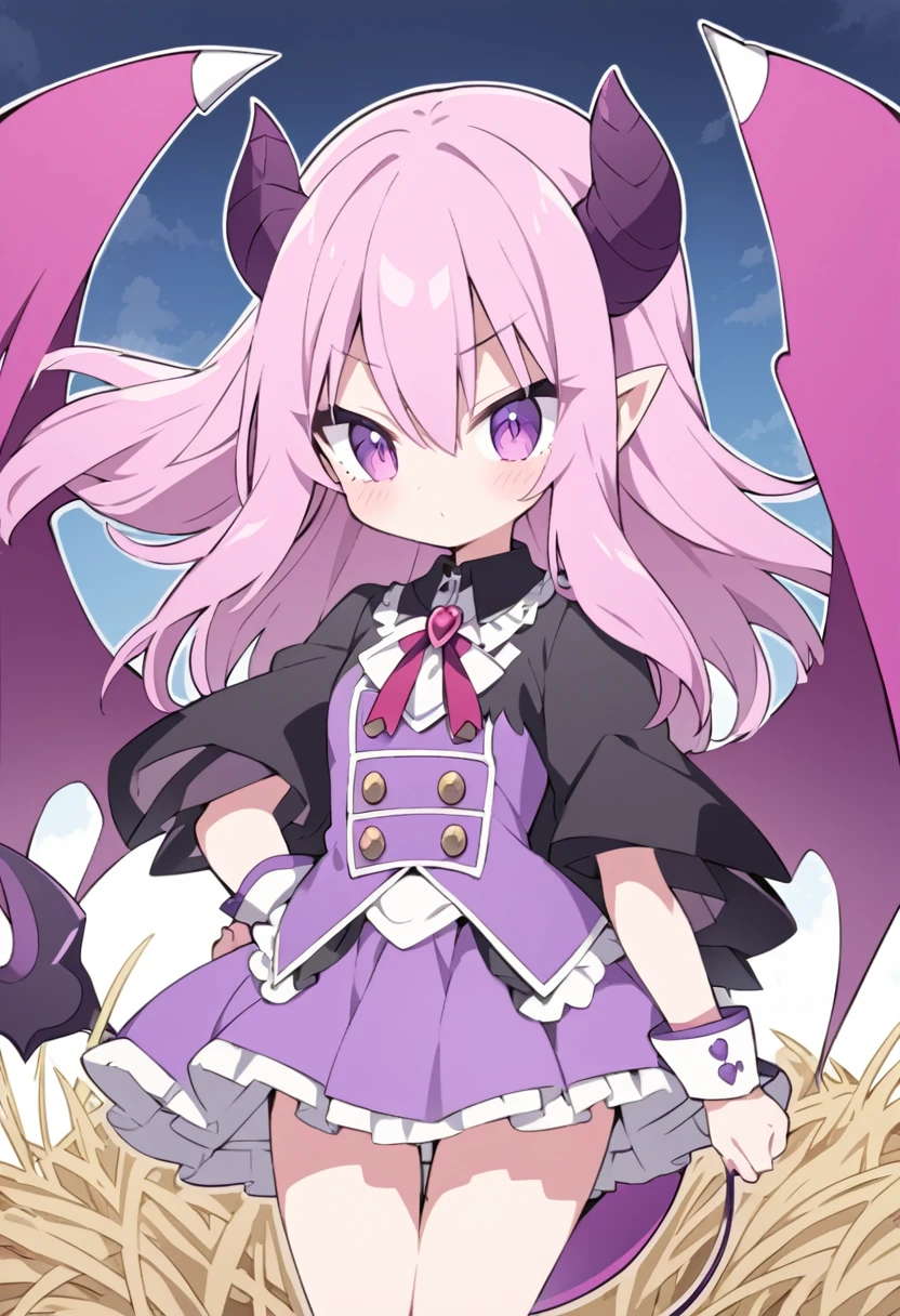 Complete Vampirewings Peeled purple simple style color Demon girl hay horns anime 2d hair purple-pink small eyes Boku no hero posecompleta tail Boku no hero costume Boku no hero style 