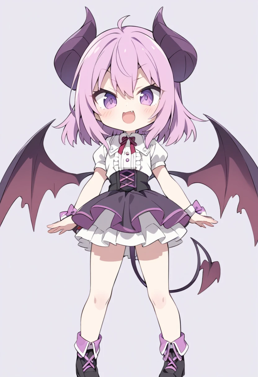 Complete Vampirewings Peeled purple simple style color Demon girl hay horns anime 2d hair purple-pink small eyes Boku no hero posecompleta tail Boku no hero costume Boku no hero style 