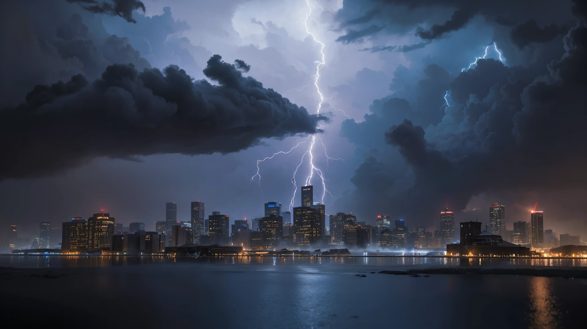 (Late Afternoon):0.9, (Dense atmosphere):0.8, (It's cold):0.7, (city):1.2, (Medieval):1.1, (storm):1.4, (lightning):1.3, (rain):1.2, (霧rain):1.2, (Detail 8k):1.5.