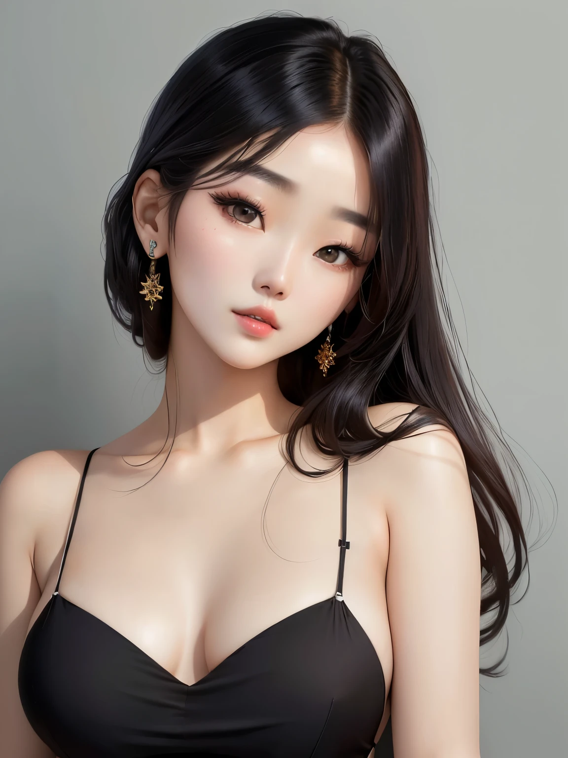 un primer plano de una mujer con un vestido negro posando para una foto, hermosa joven coreana, hermosa joven coreana, hermosa mujer surcoreana, Heonhwa Choe, jaeyeon nam, preciosa modelo china, modelo de moda femenina coreana, con pelo corto, lee ji-eun, jinyoung shin, lee ji - eun, 2 4 year old female model