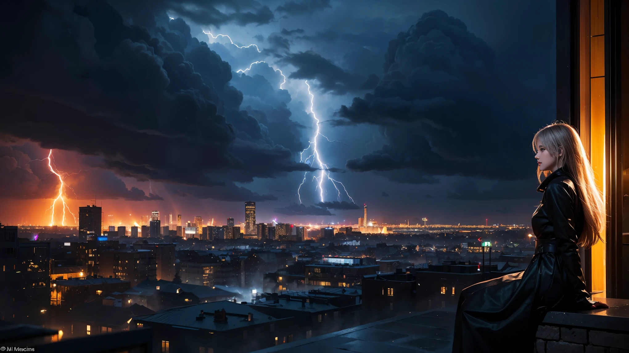 (Late Afternoon):0.9, (Dense atmosphere):0.8, (It's cold):0.7, (city):1.2, (Medieval):1.1, (storm):1.4, (lightning):1.3, (rain):1.2, (霧rain):1.2, (Detail 8k):1.5.