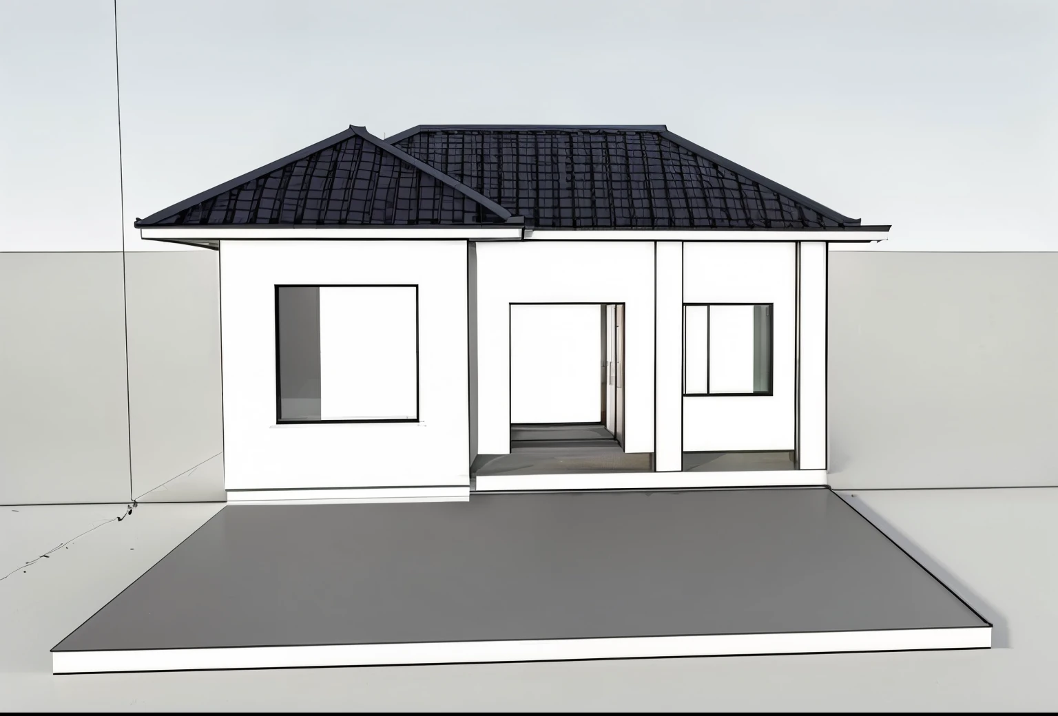 Bauhaus style house, glass house with a sloping roof, modern, dynamic (RAW photo, real, best quality, masterpiece:1.2), (hyper realistic, photo-realistic:1.2), high quality, (dark lighting:1.2), perfect lighting, archdaily