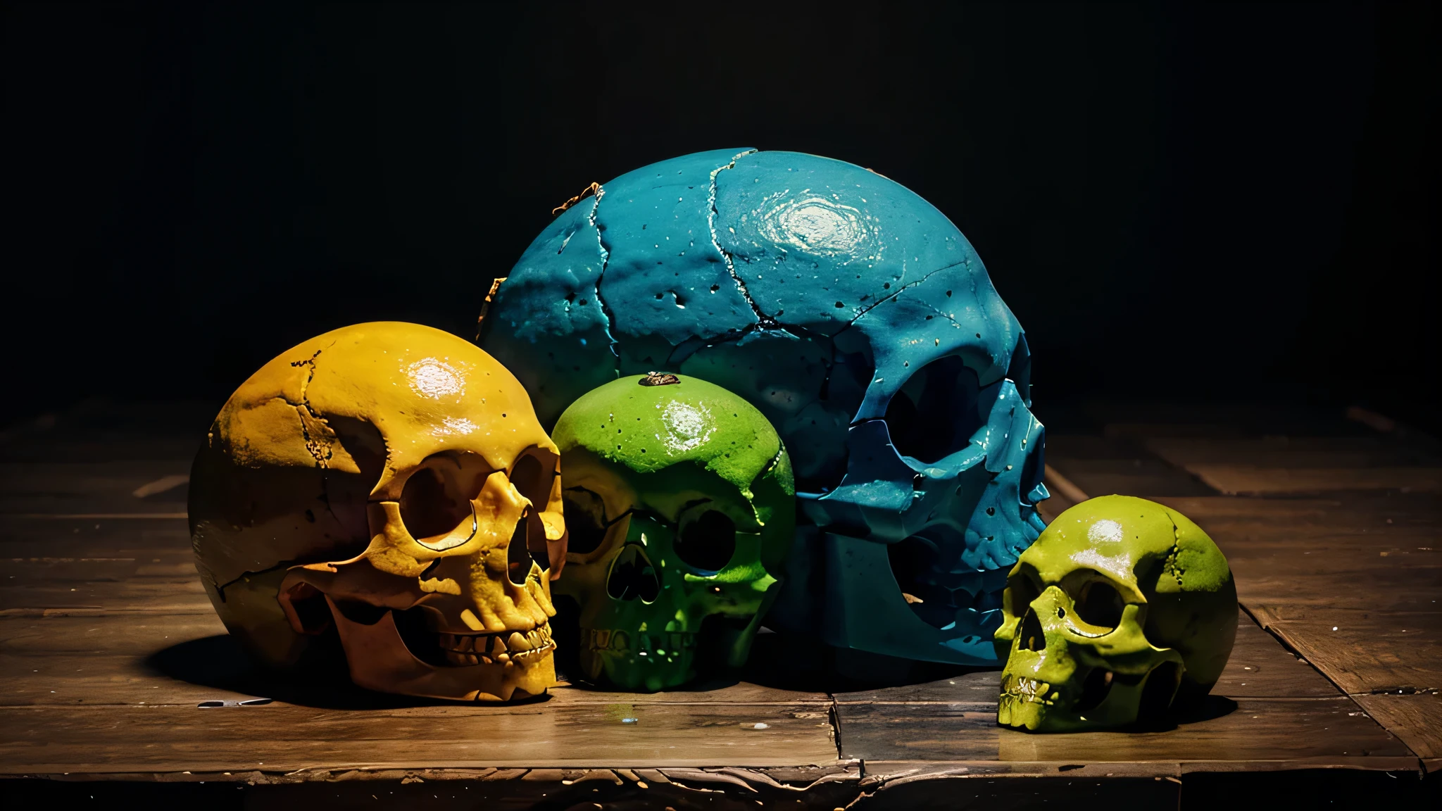 abstract colorful limes in the shape of a skull