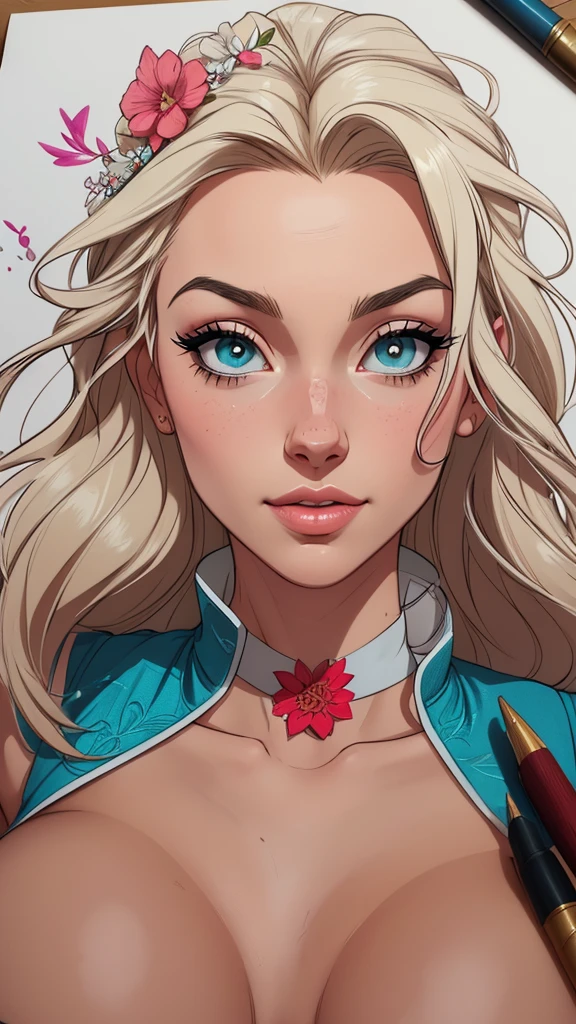 Personagem mulher estilo atompunk Fiona rainha Anna de Arendelle com marcas de guerras Imagem de desenho animado de uma mulher .Ilustra??o estilo desenho animado, estilo de arte dos desenhos animados, estilo de arte dos desenhos animados, digital illustration style, estilo atompunk design de personagens altamente detalhado, arte digital detalhada coragem, Forest fan art, Design de personagens de retrato, beautiful digital illustration, retrato de alta qualidade, Arte em quadrinhos, mulher jovem cabelo com transas lindas . Queen Anna of ArendelleBeautiful lined eyes Medium large bust and wonderful sexy clothes. image expression of sexual desire from waist to head illustration Queen Anne of Arendelle atompunk style Fallout 4 style pose a close-up of a woman with a flower in her hair, obras de arte no estilo de guweiz, extremely detailed digite germe, digite germe. alto detalhe, style digite germe, digite germe. anime illustration, digite germe portrait, even model | digite germe, digite germe and rossdraws playboy