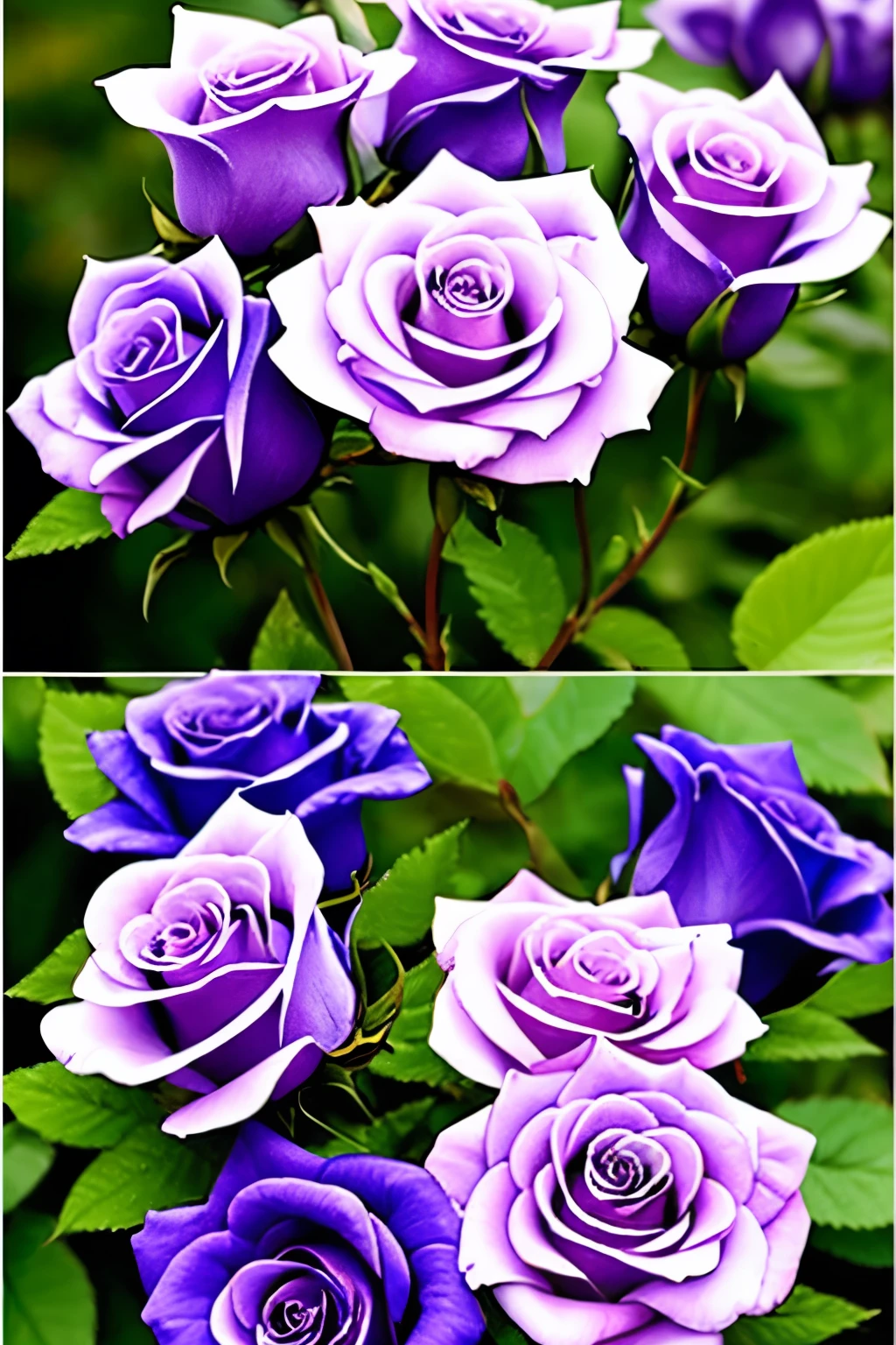 purple and white roses with water droplets on them in a garden, beautiful detail and color, beautiful detail, beautiful!!!!!!!!!, beautiful flowers and crystals, incredibly beautiful, beautiful flower, exquisite detail perfect, beautiful details, detailed flowers, stunning detail, magical flowers, unbelievably beautiful, stunningly beautiful, incredible sharp detail, sparkling petals, beautiful flowers, exquisite and smooth detail