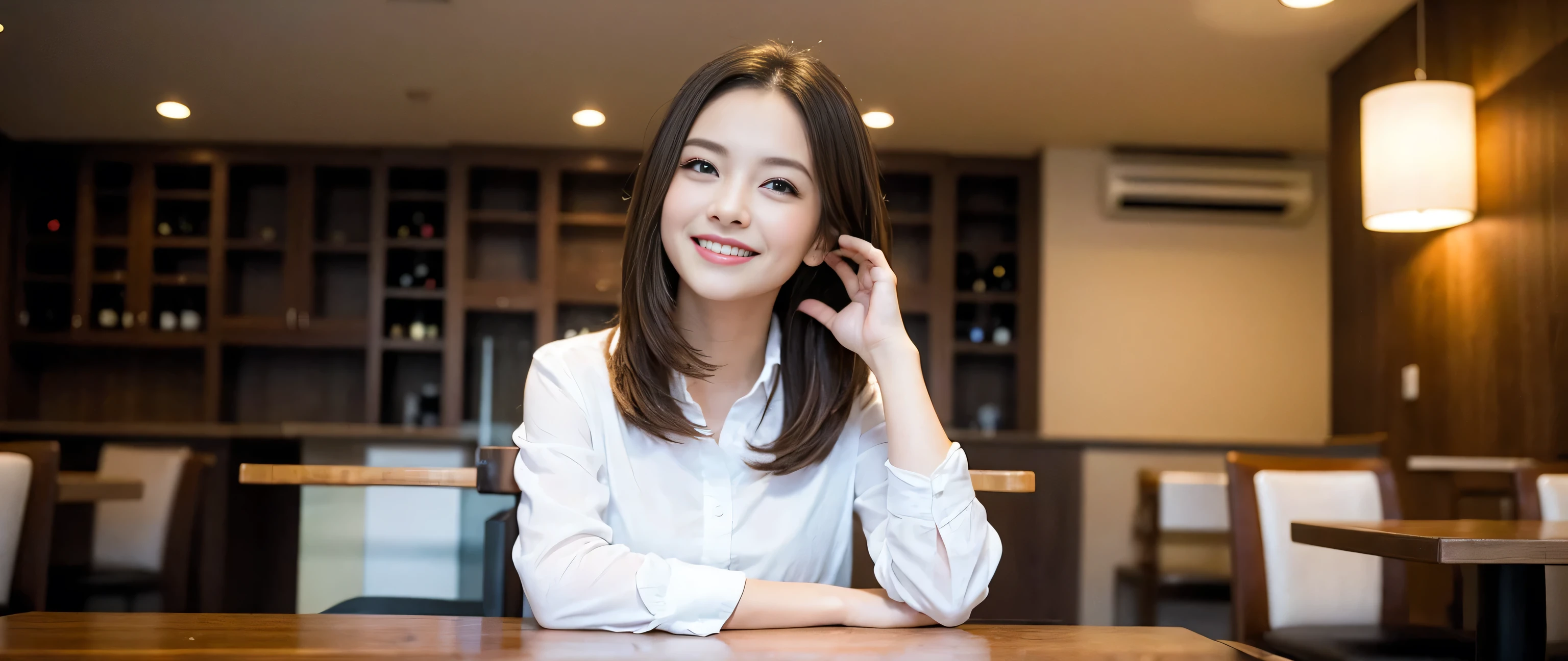 ((highest quality、8k、masterpiece:1.3))、1 male 1 female、Couple、Lovers Couple、Slim body、((Bob Hale、Straight hair:1.2)), (Realistic, Intricate details:1.2), Wine glass on the table、Shine light on your face、 Amazing view of the sunset sky and clouds、Amazing mountain views、A bright smile、The wonderfulness of smile、Bright image、The beauty of wine, Beautiful Face, blue eyes, The light shines on your face, Blushing, short hair,Bright Face、 (Age 37), 39 years old, red wine 、Appetizers、Italian food、Wine bottle、Champagne、sparkling wine、Two beauties、Brown Hair、Shortcuts、Long sleeve shirt、dress、Pretty Woman 1, (Slim face), (The body is slim), (Brown Hair), (Shortcuts), cheeks turn a little red,Attractive beauty、restaurant, In a prominent place (From the waist up) Nova Frog Style, actress, model, Upper Body, White wine, slim, wine glass, A wine glass placed in the middle, smile, (smile: 1.15), Beautiful fine grain, Depth f/2,saturation, High Contrast, Strong light and shadow,Moist Body:1.5、3D texture、Delicate eyes、Brown Hair、The hair is very shiny、