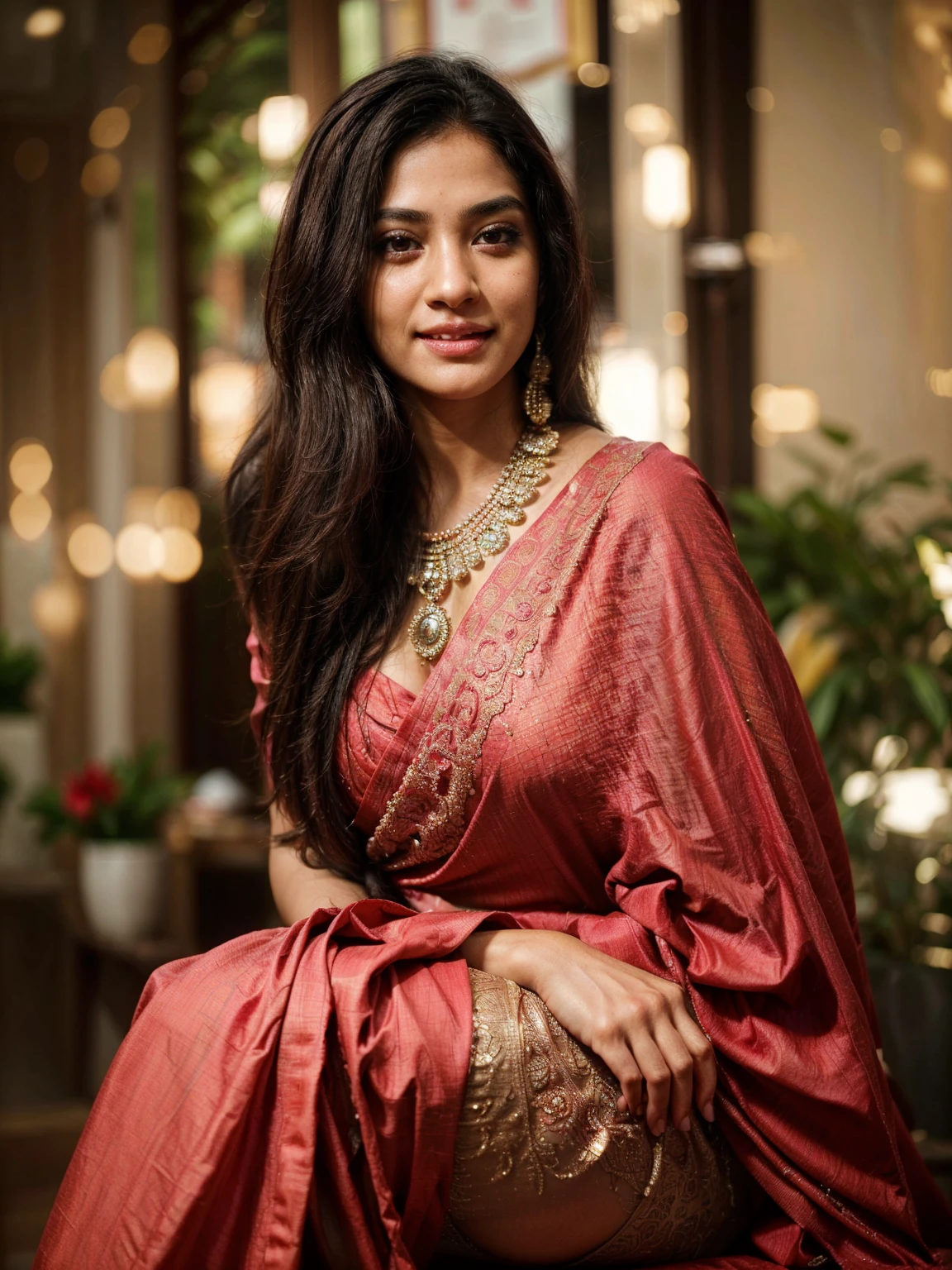 south asian facial features. girl. Should look very beautiful. pretty. Highly detailed and hyper realistic. The skin texture should be highly detailed and extremely accurate. thick black hair and brown eyes. Face must be accurate. Highly detailed face and facial features. Extremely accurate representation of face and facial features. Face should be highly detailed and hyper realistic. Every thing from the body should be extremely perfect and realistic. hyper realistic. Skin texture is natural and realistic. Face is realistic and extremely detailed. Eyes are detailed and accurate. Highly accurate. eyes should be realistic and accurate. hyper detailed. perfect details. realistic proportions. hyper realistic skin texture. smiling. black eyes. eyes are black.