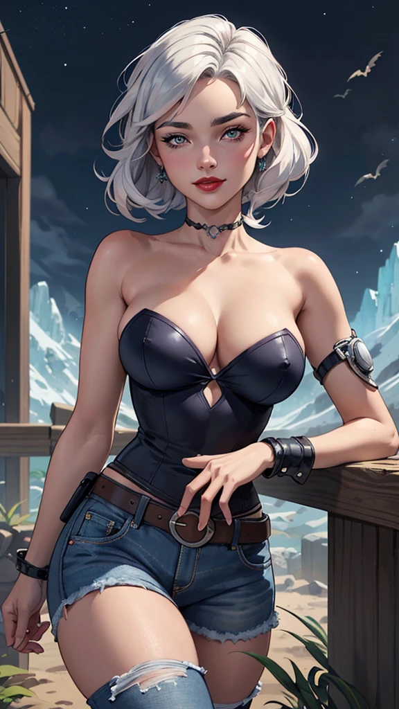 PersonageCartoon style digital illustration GTA stylem mulher estilo atompunk Fiona rainha Anna de Arendelle com marcas de guerras Imagem de desenho animado de uma mulher .Ilustra??o estilo desenho animado, estilo de arte dos desenhos animados, estilo de arte dos desenhos animados, digital illustration style, estilo atompunk design de personagens altamente detalhado, arte digital detalhada coragem, Forest fan art, Design de personagens de retrato, beautiful digital illustration, retrato de alta qualidade, Arte em quadrinhos, mulher jovem cabelo com transas lindas . Queen Anna of ArendelleBeautiful lined eyes Medium large bust and wonderful sexy clothes. image expression of sexual desire from waist to head illustration Queen Anne of Arendelle atompunk style Fallout 4 style pose a close-up of a woman with a flower in her hair, obras de arte no estilo de guweiz, extremely detailed digite germe, digite germe. alto detalhe, style digite germe, digite germe. anime illustration, digite germe portrait, even model | digite germe, digite germe and rossdraws playboy mulher, Pele branca, olhos verdes, cabelo preto, cabelo ondulado, cabelo liso, franja, cabelo longo, Cabelo ao vento, cemetery at night, Jeans apertado, blue jeans, Botas pretas, top muito decotado, Topo branco, Parte superior transparente, jaqueta aberta, jaqueta preta, andando, Horror, decote, visible nipples, sorridente, looking at the camera, Red lips, Athletic, Bats in the sky, Atmosfera assustadora, Tiro frontal.Cartoon style digital illustration GTA style