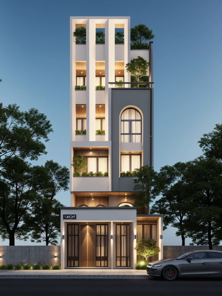 ((1 morden house like egg format)), main material by ((white wall)), 1large yard, 1 road runs in front of the house, (((VERTICAL WALLs was covered by white color))), (RAW photo, real, best quality, masterpiece:1.2), look morden minimalist, 1 road in front of the house, dynamic lighting:1.3, (hyper realistic, photo-realistic:1.2), high quality, (dark lighting:1.2), perfect lighting, archdaily, no human