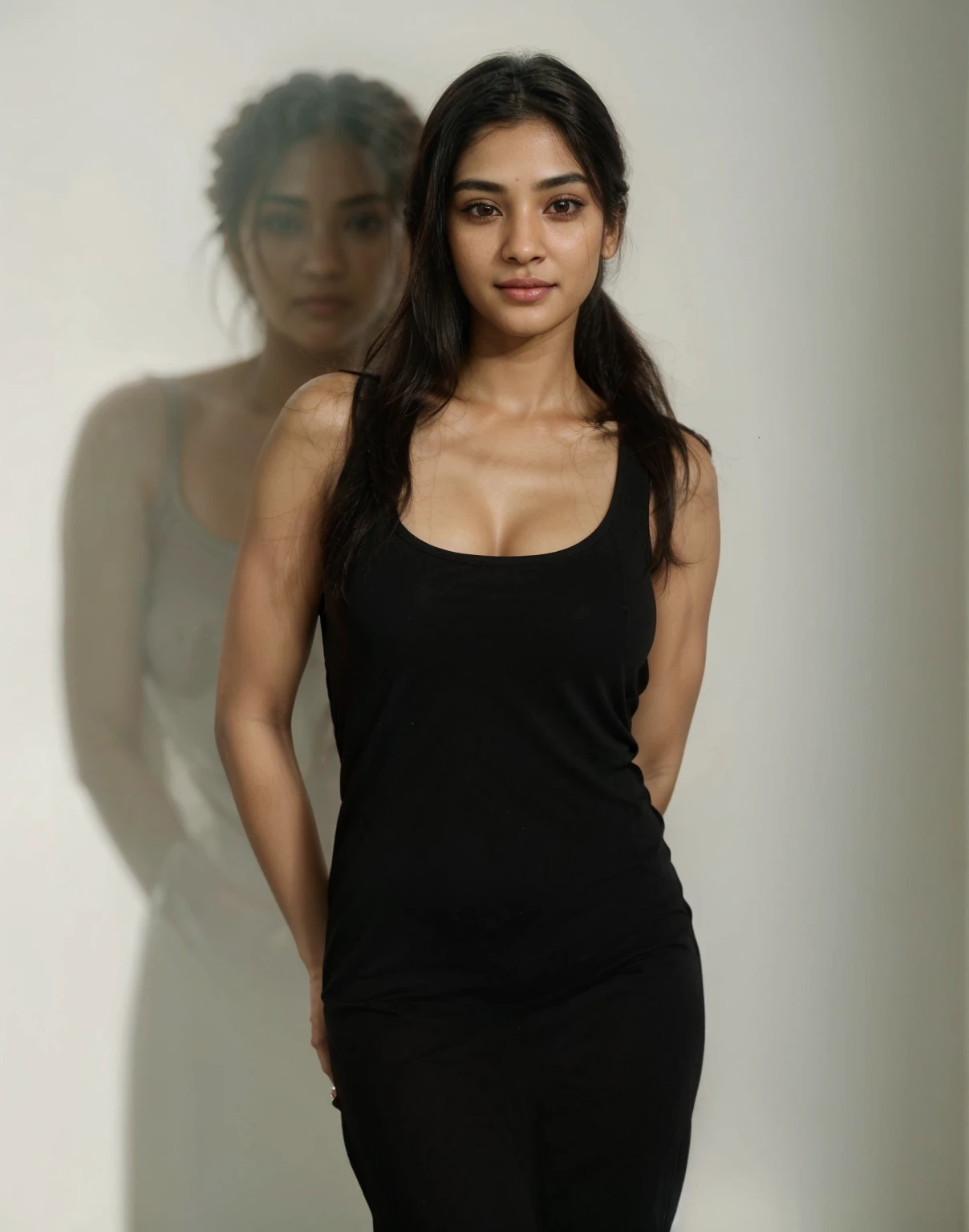 south asian facial features. girl. Should look very beautiful. pretty. Highly detailed and hyper realistic. The skin texture should be highly detailed and extremely accurate. thick black hair and brown eyes. Face must be accurate. Highly detailed face and facial features. Extremely accurate representation of face and facial features. Face should be highly detailed and hyper realistic. Every thing from the body should be extremely perfect and realistic. hyper realistic. Skin texture is natural and realistic. Face is realistic and extremely detailed. Eyes are detailed and accurate. Highly accurate. eyes should be realistic and accurate. hyper detailed. perfect details. realistic proportions. hyper realistic skin texture. smiling. black eyes. eyes are black.