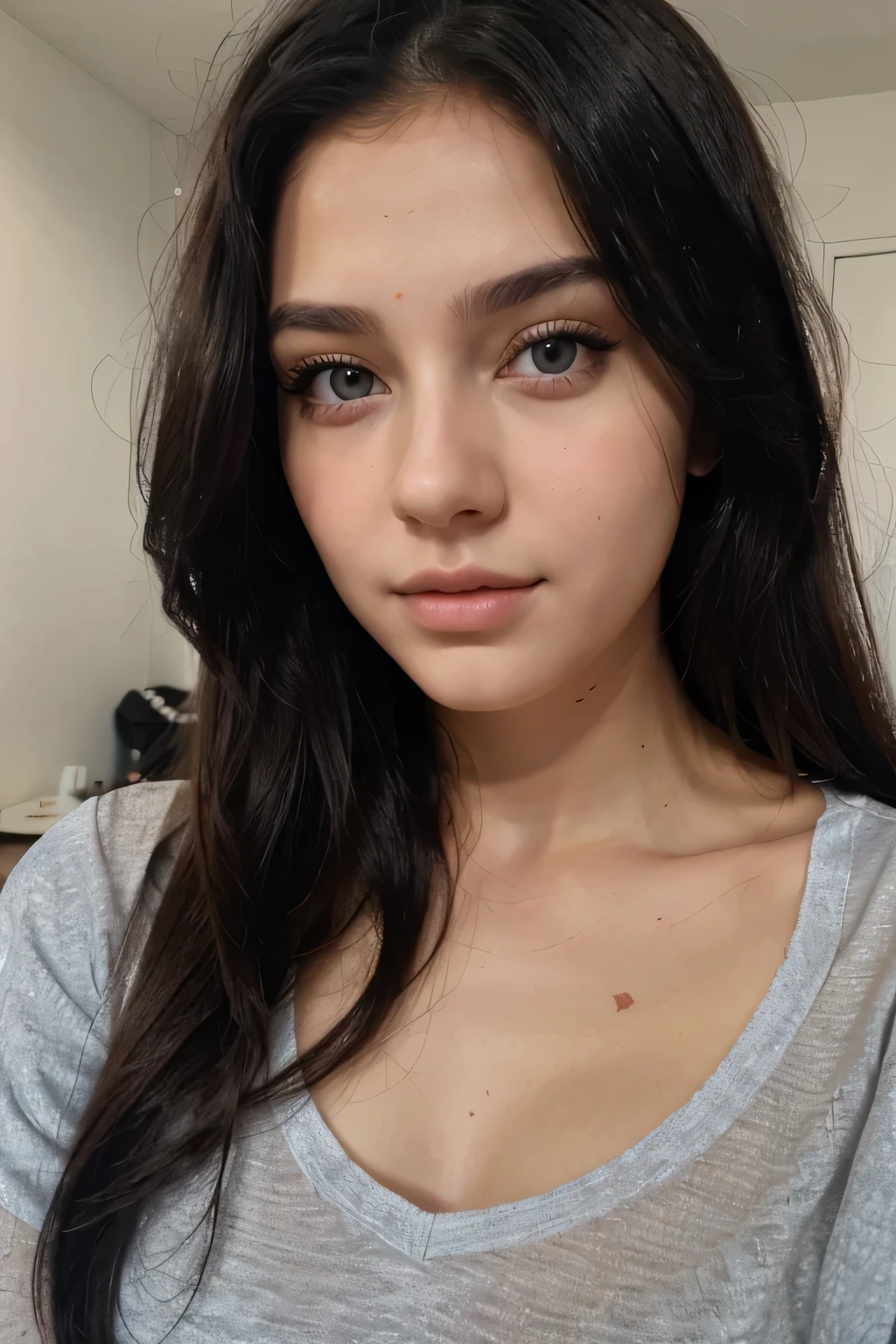 A beautiful girl age 18 black hair & eye colour beautiful face