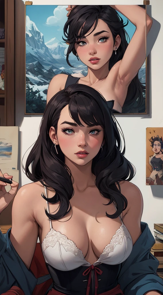 Personagem mulher estilo a seios lindos redondos e firmes tompunk Fiona rainha Anna de Arendelle com marcas de guerras Imagem de desenho animado de uma mulher .Ilustra??o estilo desenho animado, estilo de arte dos desenhos animados, estilo de arte dos desenhos animados, digital illustration style, estilo atompunk design de personagens altamente detalhado, arte digital detalhada coragem, Forest fan art, Design de personagens de retrato, beautiful digital illustration, retrato de alta qualidade, Arte em quadrinhos, mulher jovem cabelo com transas lindas . Queen Anna of ArendelleBeautiful lined eyes Medium large bust and wonderful sexy clothes. image expression of sexual desire from waist to head illustration Queen Anne of Arendelle atompunk style Fallout 4 style pose beautiful round and firm breasts playboy magazine Character Christina Ricci black hair style Morticia AddamsCartoon image of a woman .cartoon style illustration, estilo de arte dos desenhos animados, estilo de arte dos desenhos animados, digital illustration style, design de personagens altamente detalhado, arte digital detalhada fofa, City fan art, Design de personagens de retrato, beautiful digital illustration, retrato de alta qualidade, Arte em quadrinhos, jovem expressando desejo sexual. Corpo inteiro esculturalStoryboard em quadrinhos:1.8, Cartoon tirinhas,tirinha:: Jennifer Lawrence,Selena Gomez(1 mulher) O corpo inteiro de uma loira de 30 anos,Dressed in a nice captain's wife's suit ,Em uma casa futurista, estilo de quadrinhos da Marvel, hiper HD, Ultra-HD 24K