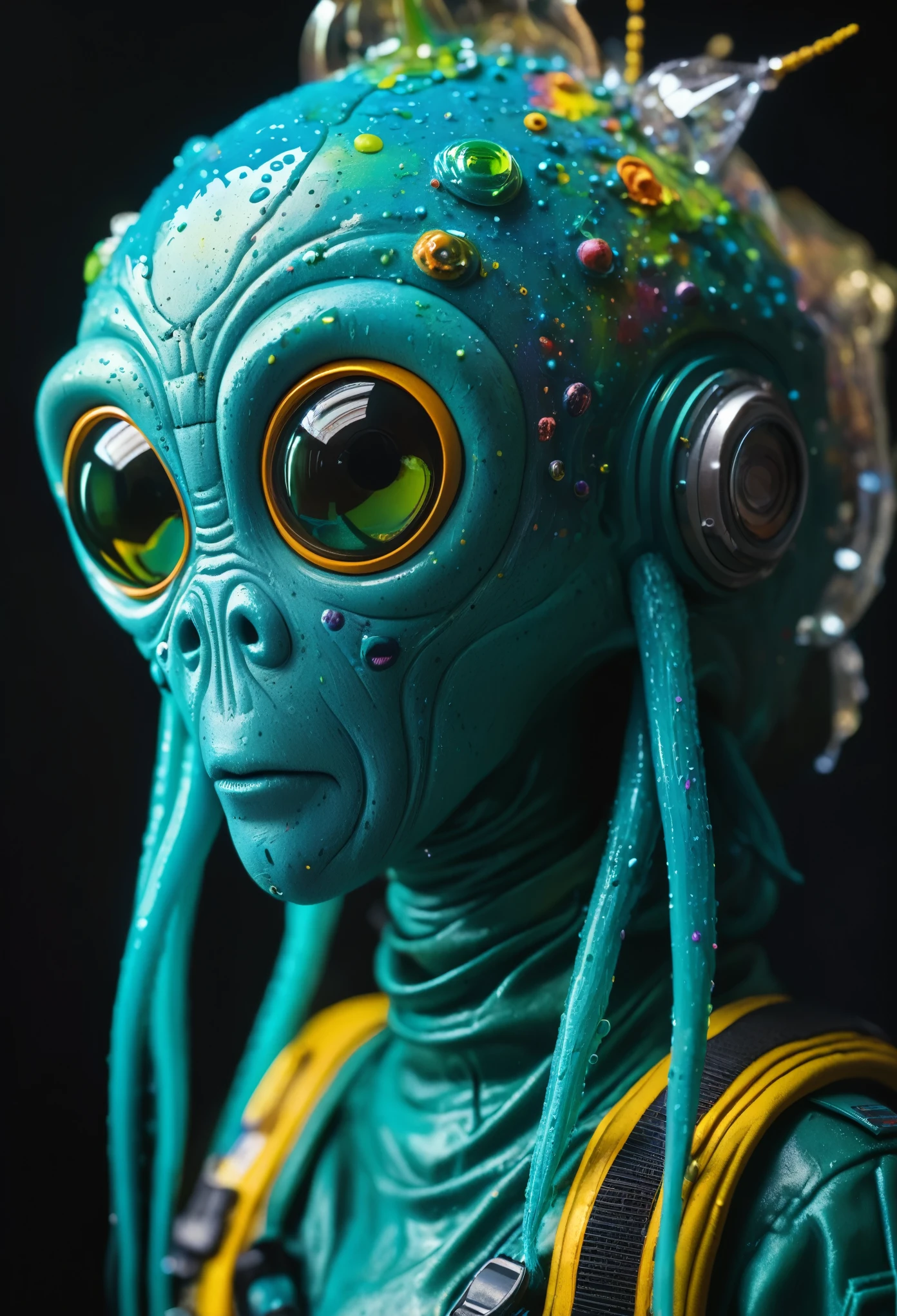 8K, ARTISTIC photogrAphy, best quAlity, mAsterpiece: 1.2), A (potrAit:1.2) Don Bluth Style  ASTRONAUT Cthulhu black Toon Doll, full body RAW candid cinema, cyan hair, 16mm, color graded portra 400 film, remarkable color, ultra realistic, sad admosphere, dark lighting, oppressive atmosphere, depressive colors, kodak portra 400, photograph,r, Natural Light,  Pinhead lighgts, blur reflection, Brush Strokes, Smooth, abstract, Splatter, Oil On Canvas, rainbow colors, fractal isometrics details bioluminescens : a stunning realistic photograph of wet bone structure, 3d render, octane render, intricately detailed, titanium decorative headdress, cinematic, trending on artstation | Isometric | Centered