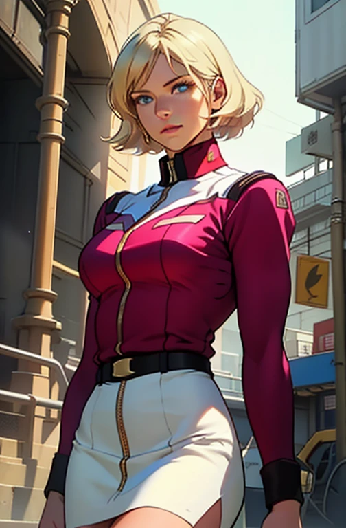 ((masterpiece)), ((cinematic lighting)), realistic photo、(pink outfit), Real Images、Top image quality、1girl in, sayla mass, Elegant, masterpiece, Convoluted,Ultra mini skirt、 Realistic, Best Quality, absurderes, high face detail, Perfect eyes, mature, Cowboy Shot, , Vibrant colors, White Skirt,