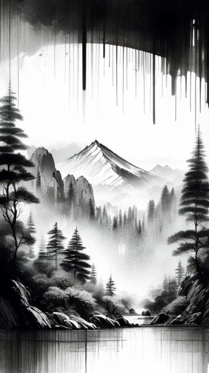 (at night,beautiful forest,beautiful cosmic,beautiful milkyway,beautiful moon,beautiful waterfall),double exposure, BREAK ,quality\(8k,wallpaper of extremely detailed CG unit, masterpiece,high resolution,top-quality,top-quality real texture skin,hyper realisitic,increase the resolution,RAW photos,best qualtiy,highly detailed,the wallpaper\),(high contrast:1.4),(grayscale:1.6),(monochrome:1.2)