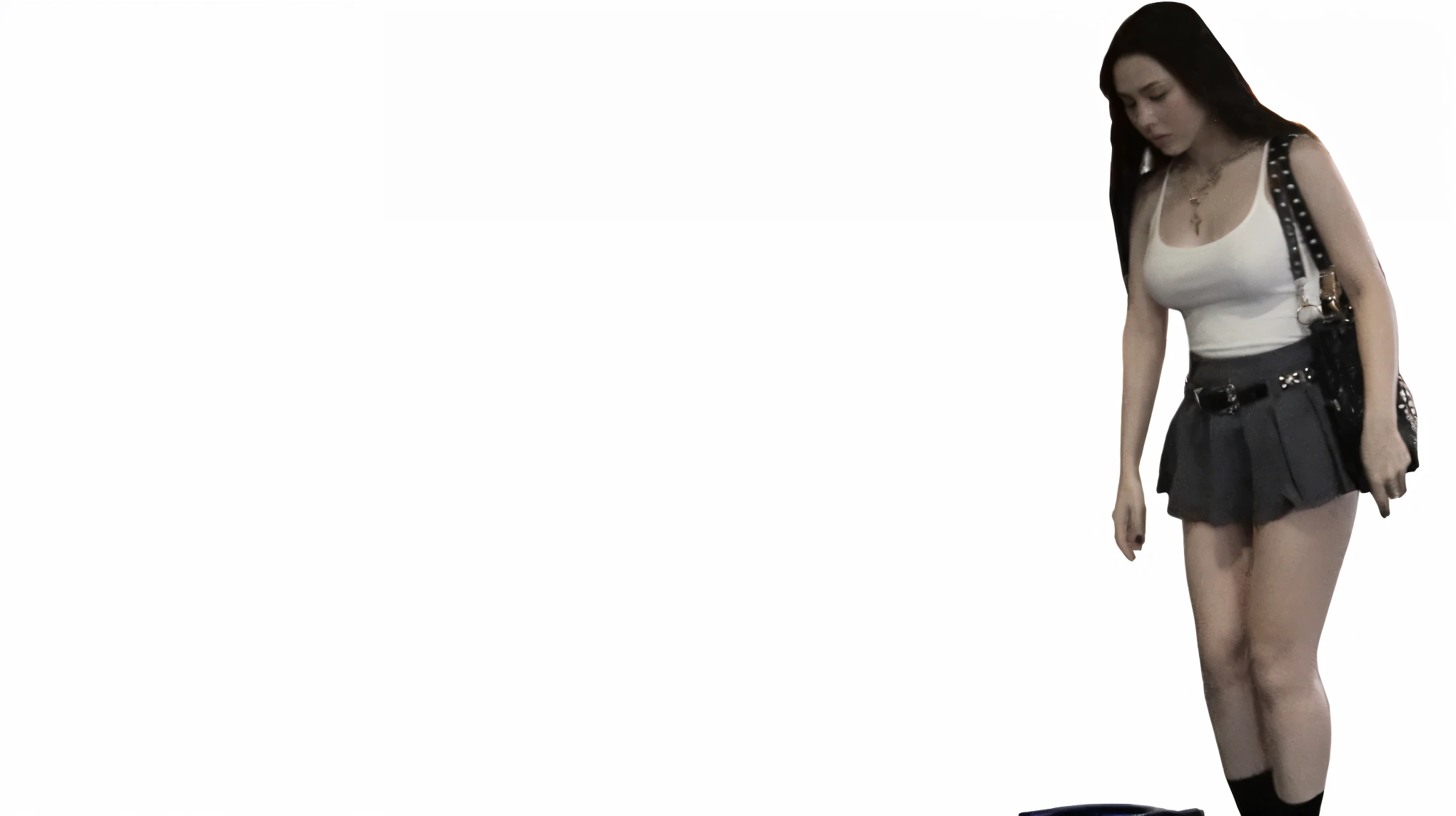 (front view:1.1), a short petite diminutive 20 yr old pakistani woman, (wide hips:1.2), leotard, (standing:1.2), neutral pose, dark-skinned female, (whole body:1.1), spread legs, (feet:1.1), (white background:1.1), <lora:SpreadLegs:2.5>, RAW photo, 8k uhd, dslr, soft lighting, high quality, film grain, Fujifilm XT3