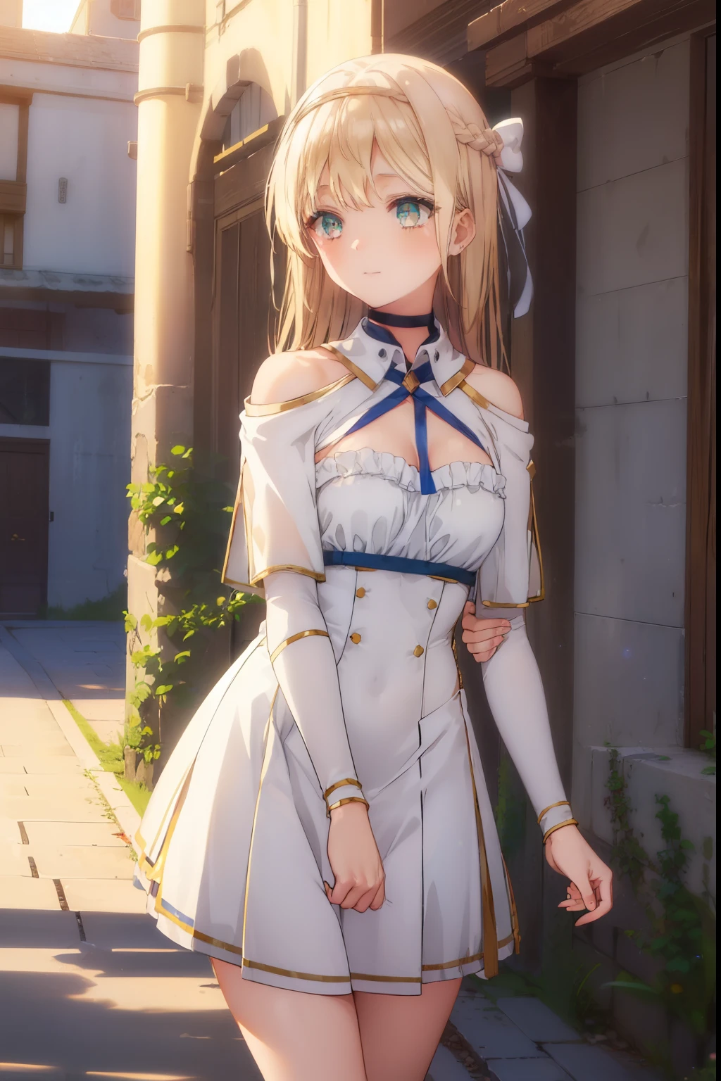 Klaudia Valentz、blush,smile、Blonde、、、The back is very small、Lolita、Small breasts、Please show me your armpits、exterior: 14 years old、Shoulder Bicle is visible、Sexy thighs、Beautiful feet、Usual hairstyle、highest quality, High resolution, unity 8k wallpaper, (shape:0.8), (Beautiful and beautiful eyes:1.6), Highly detailed face, Perfect lighting, Extremely detailed CG, (Perfect hands, Perfect Anatomy),