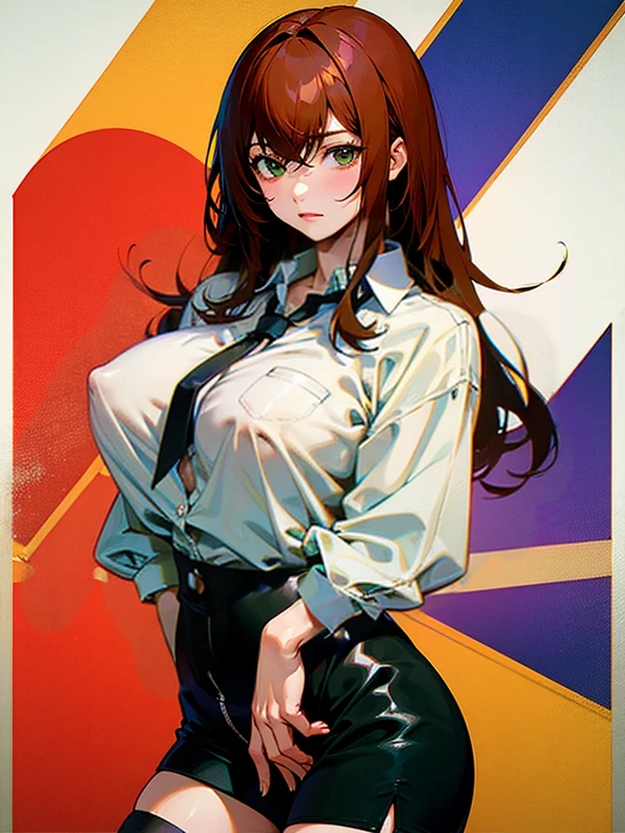 unbuttoned shirt, big breasts, big nipples