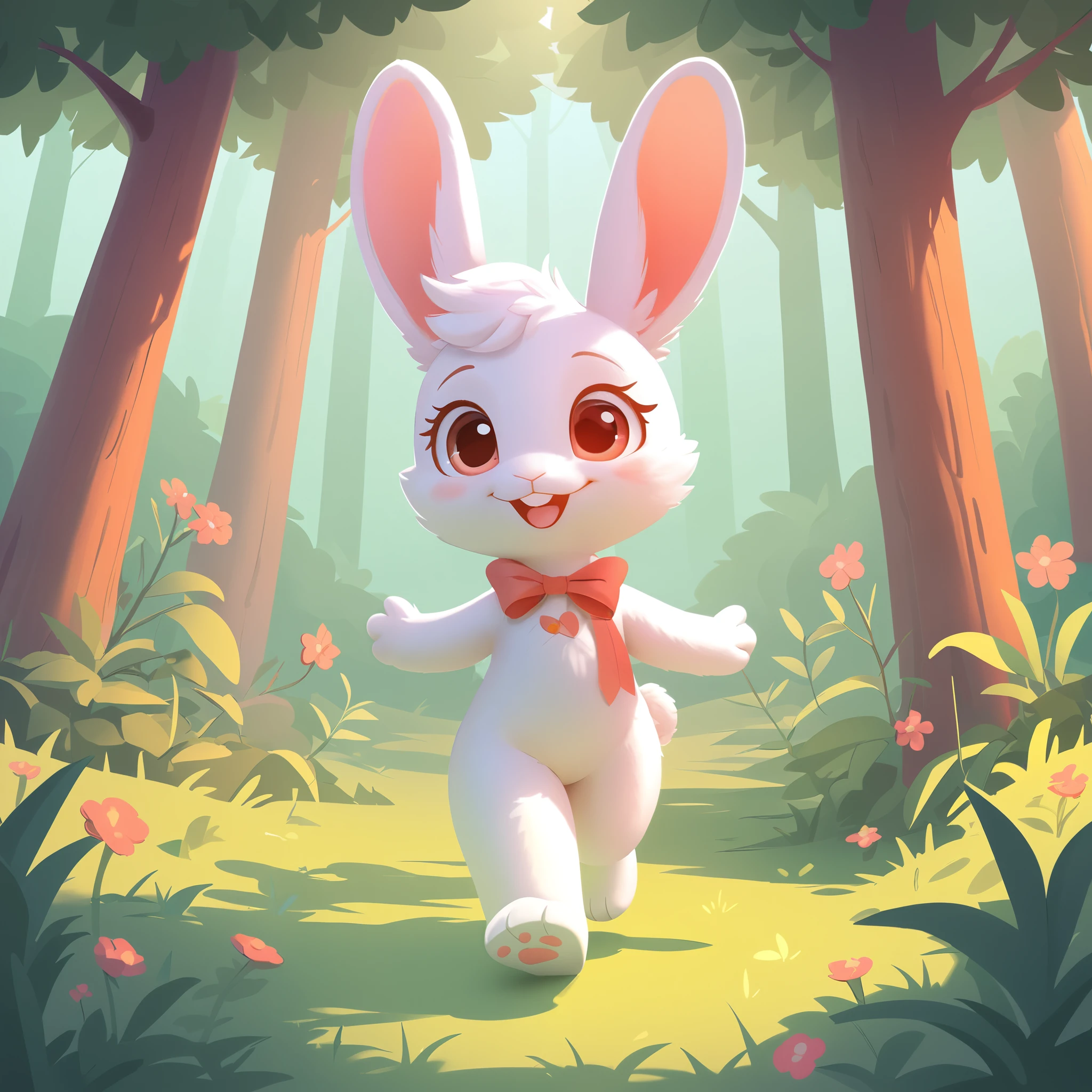 Little rabbit walking in the forest，Happy，Can be cute love