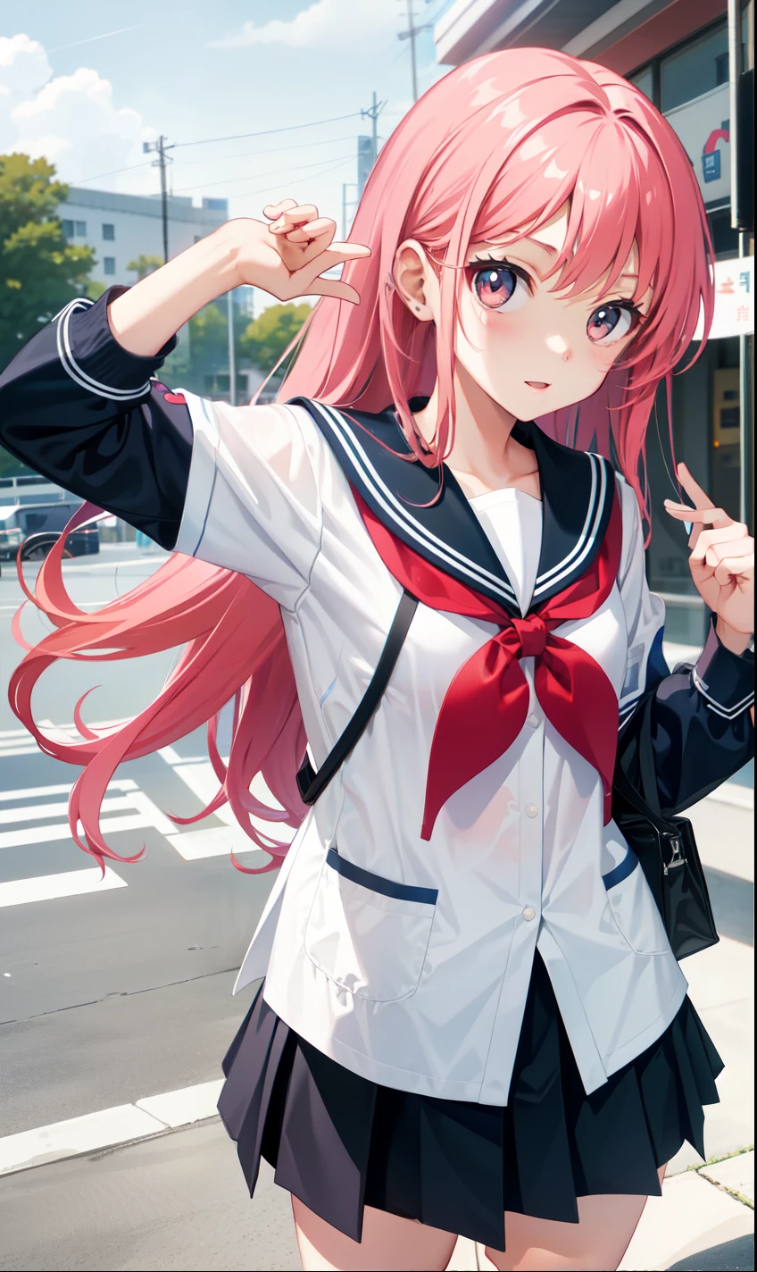 girl、lol、high school student、Summer clothes、uniform、Serafuku、（Small breasts）、Flat Chest、