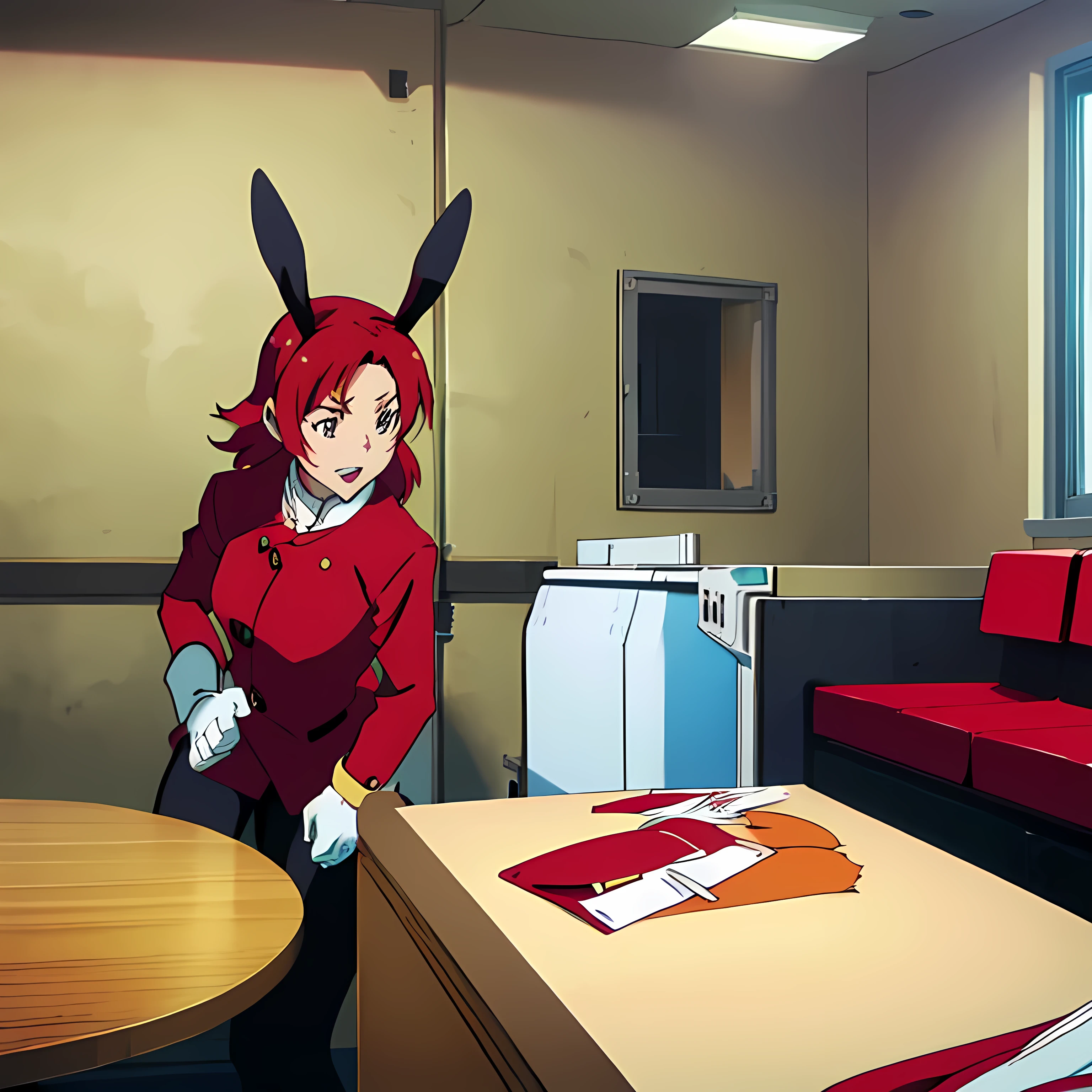 anime girl red hair dressed as a bunny cosplay anime icon