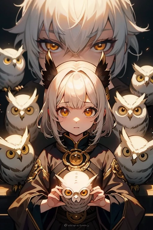 owlの翼とowlの目を持つ DND RPG 用に、owlの特徴と羽を持つ、owl、beautiful girl、owlと話す事が出来る、