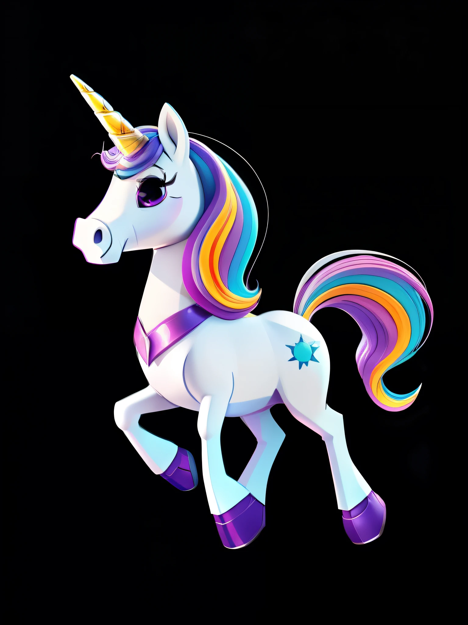 Un unicornio tiene estas alas.,Personaje estilo Disney Pixar, cuerpo completo, cuerpo completo, Fondo blanco,Fondo blanco, Q version, 2d, lindo