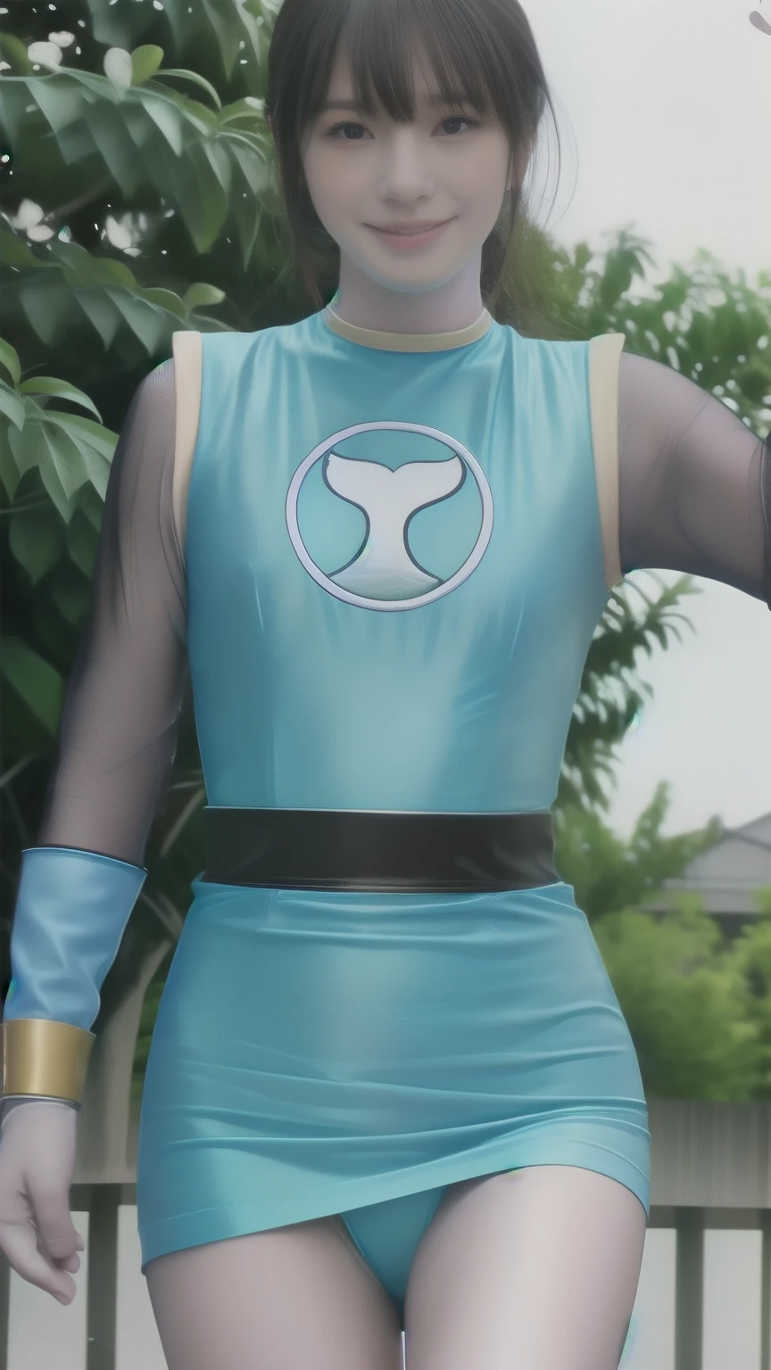 A 25 year old woman wearing a sexy dark pink and white glossy skin-tight hero suit:1.5, highest quality, High resolution, 8k, One girl, Huge breasts :1.5, (bangs,Black Hair,Shortcuts), Shiny skin, View your viewers, smile,:1.5 Whole body:1.5