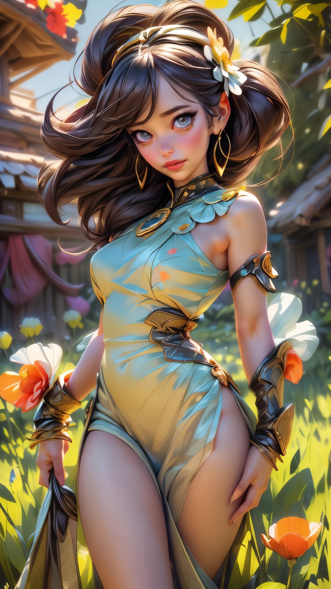 (best quality,4k,8k,highres,masterpiece:1.2),ultra-detailed,(best quality,realistic:1.2),lovely woman,field of poppy flowers,sheer yellow floral print summer dress,sunset,play,joy,beauty,harmony,portrait,soft lighting,vibrant colors, HDR, 8k, absurdres, cinestill 800, sharp focus, add_detail:2, Ultra HD | | | ((Fullbody-shot)) add_detail:2 (1woman, solo)