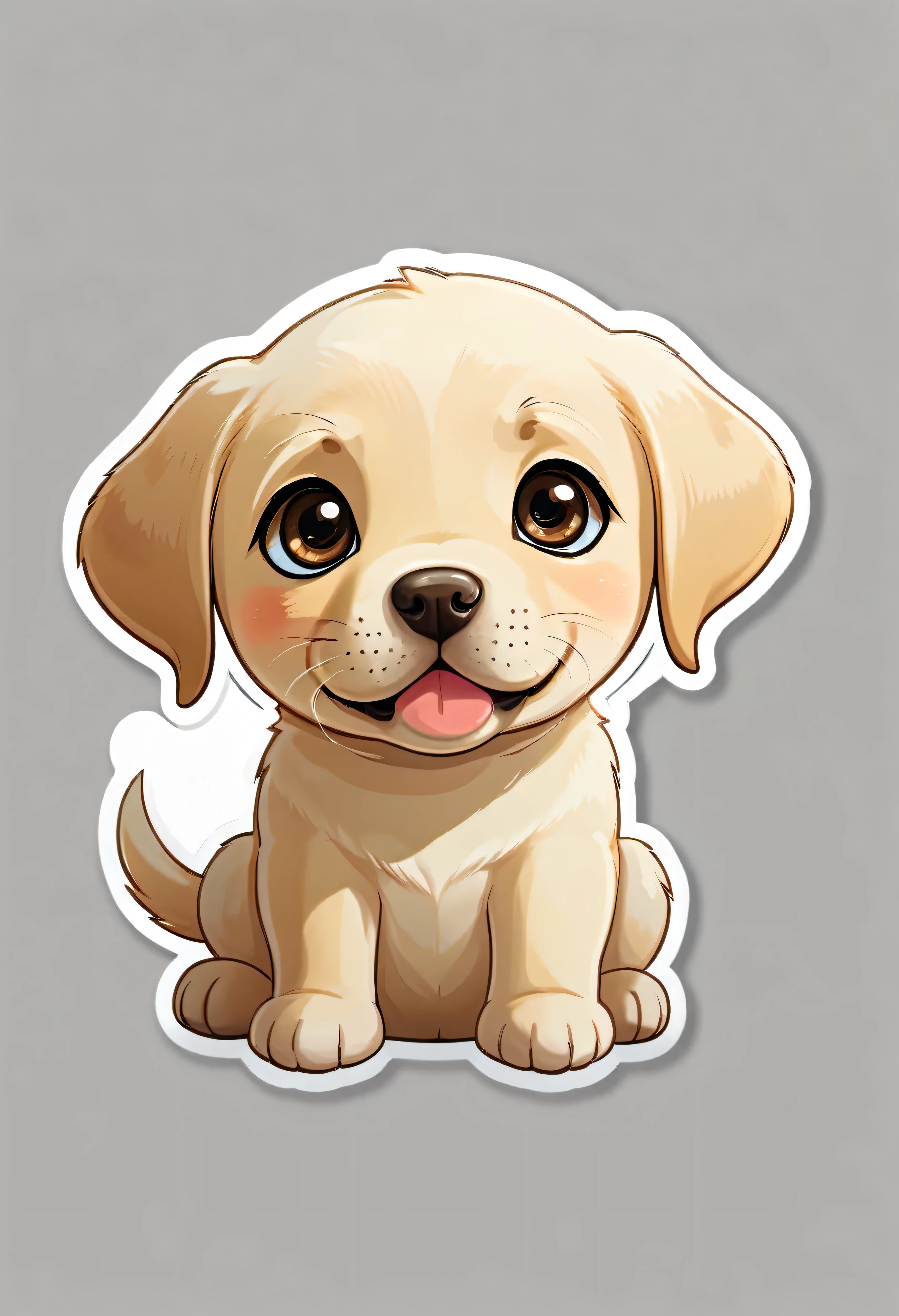 1 sticker, puppy, Labrador Retriever, Round eyes, Cute eyes, Cute gestures, Cute expression, Simple Background