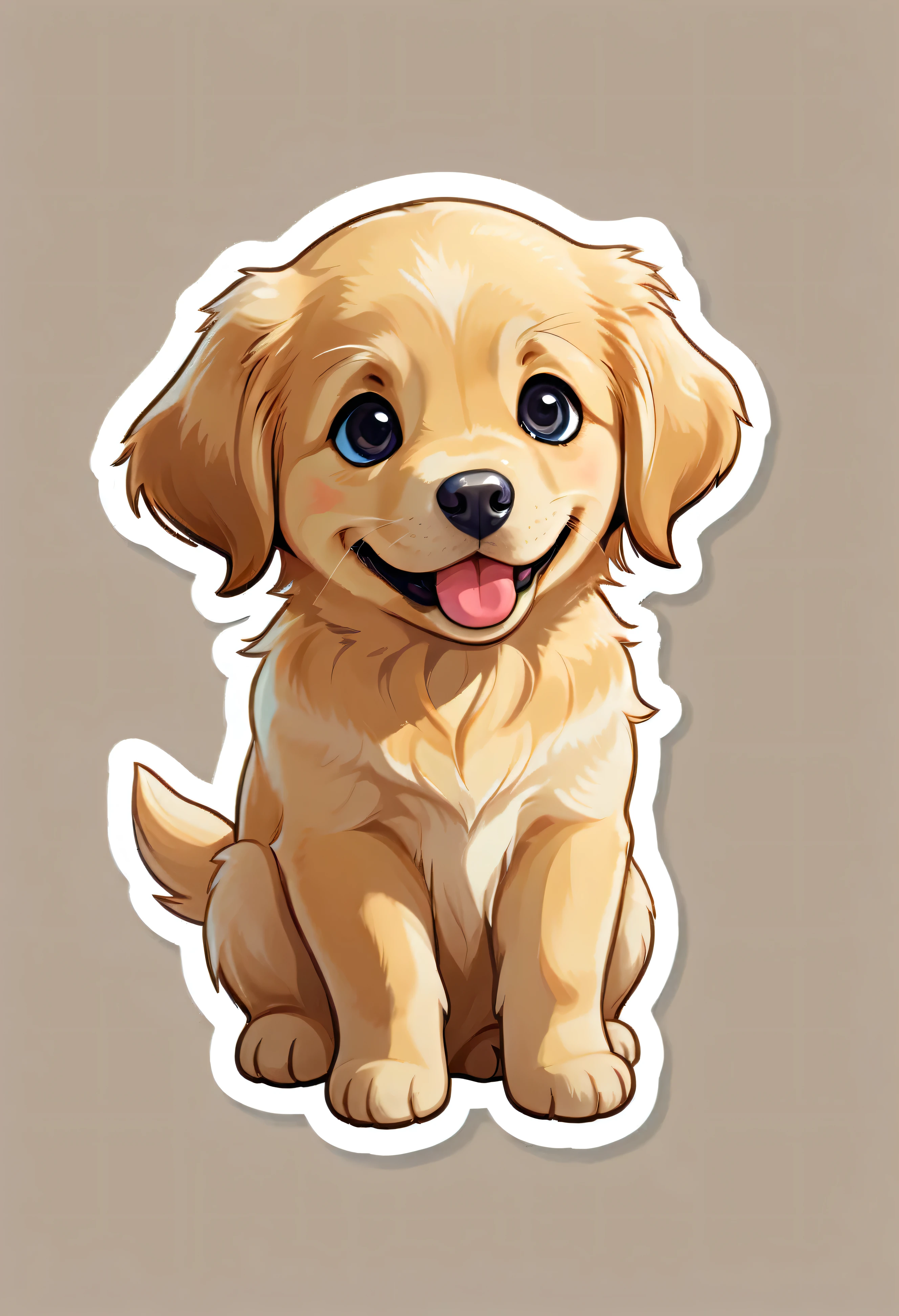1 sticker, puppy, Golden Retriever, Round eyes, Cute eyes, Cute gestures, Cute expression, Simple Background