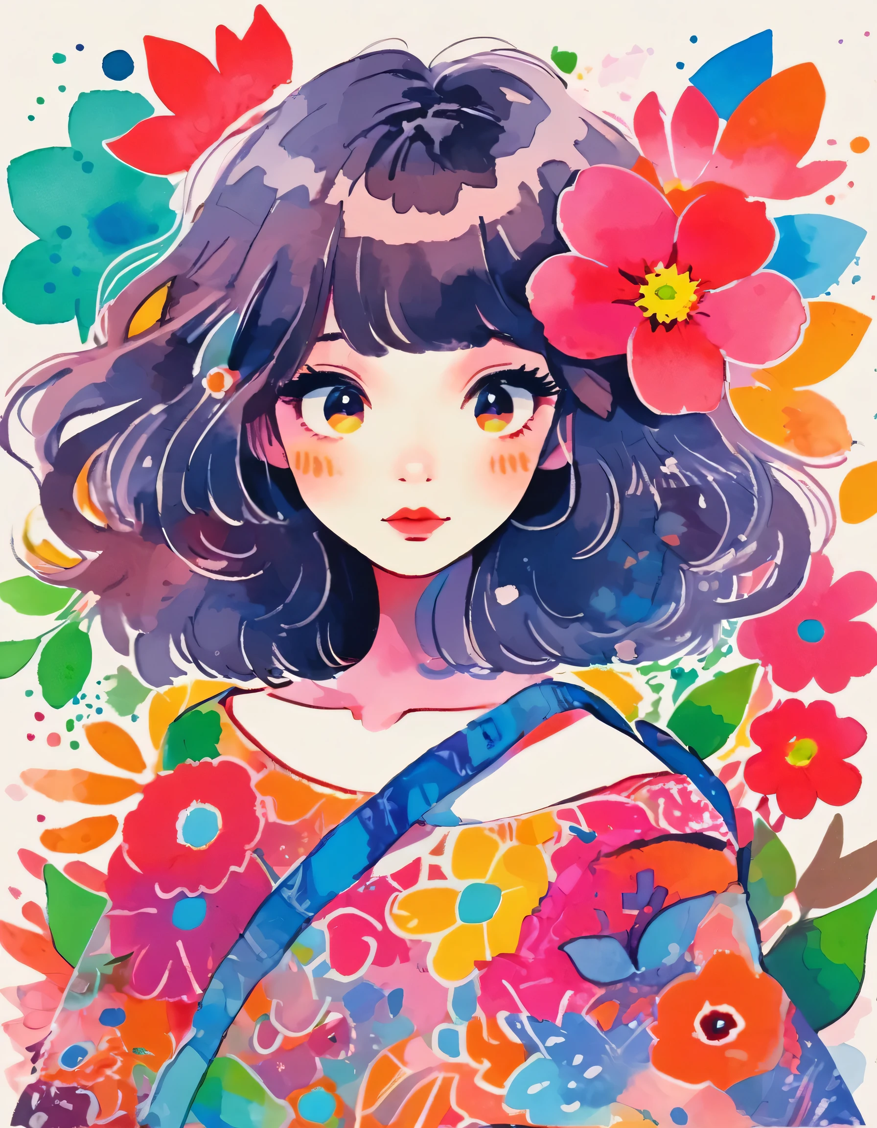 Momoko Sakura Style、(((stylish fashion))), 8K Quality、Intense watercolor, Detailed watercolor art, Watercolor splash, Surreal, avant-garde pop art, Beautiful and expressive paintings, Beautiful artwork illustration, Very colorful tones, wonderful, Cool beauty, highest quality、Official Art, Vector art, Stylish design, (((The most beautiful girl))), (((chibi))), (((highest quality))), HDR, ((detailed)), (((Doodle Art)), ((masterpiece)), ((Super detailed)), (((Colorful flowers))),(((Stylish)))