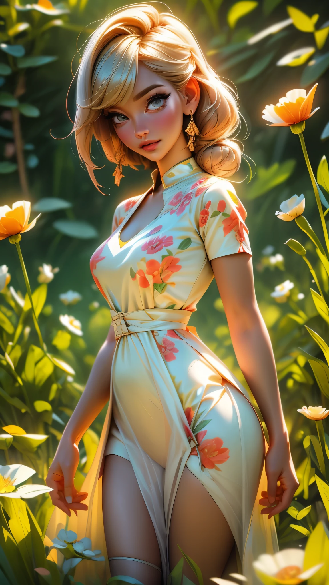 (best quality,4k,8k,highres,masterpiece:1.2),ultra-detailed,(best quality,realistic:1.2),lovely woman,field of poppy flowers,sheer yellow floral print summer dress,sunset,play,joy,beauty,harmony,portrait,soft lighting,vibrant colors, HDR, 8k, absurdres, cinestill 800, sharp focus, add_detail:2, Ultra HD | | | ((Fullbody-shot)) add_detail:2 (1woman, solo)