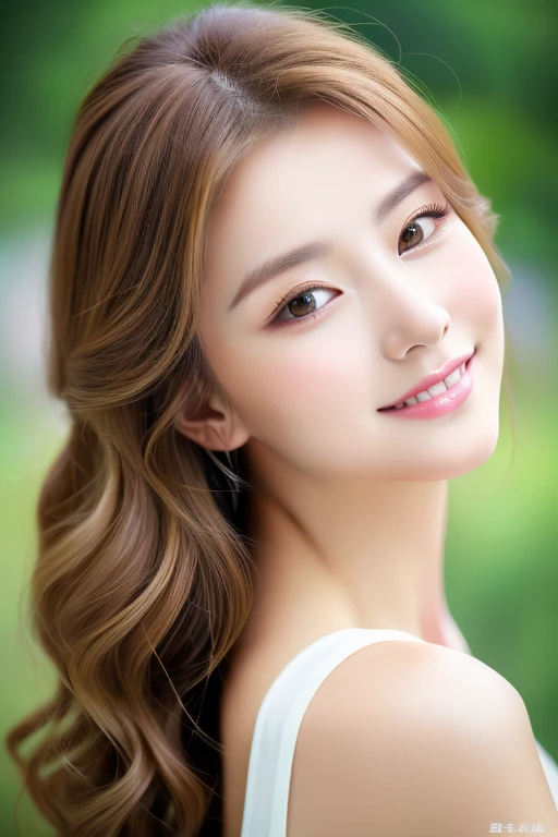 ((highest quality)), ((masterpiece)), (detailed), Head to waist angle、Perfect Face、Perfect body、Light brown hair、Beautiful Skin、A beautiful Russian and Korean woman、(masterpiece:1.3), (8k, Photorealistic, Raw photo, Best image quality: 1.4), (Random Hairstyles:1.2)、Cleavage:1.2、Super detailed face、Attention to detail、double eyelid、Sharp focus:1.2、Beautiful woman:1.4、highest quality、masterpiece、 high resolution、(Photorealistic:1.4)、非常にdetailedでプロフェッショナルな照明の笑顔、thin、Serious expression、A perfect smile、Top view