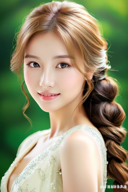 ((highest quality)), ((masterpiece)), (detailed), Head to waist angle、Perfect Face、Perfect body、Light brown hair、Beautiful Skin、A beautiful Russian and Korean woman、(masterpiece:1.3), (8k, Photorealistic, Raw photo, Best image quality: 1.4), (Random Hairstyles:1.2)、Cleavage:1.2、Super detailed face、Attention to detail、double eyelid、Sharp focus:1.2、Beautiful woman:1.4、highest quality、masterpiece、 high resolution、(Photorealistic:1.4)、非常にdetailedでプロフェッショナルな照明の笑顔、thin、Serious expression、A perfect smile、Top view