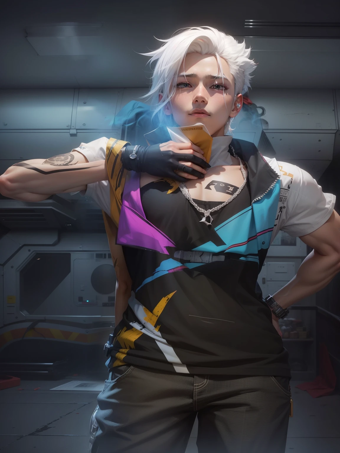 1boy, anime, white Hair