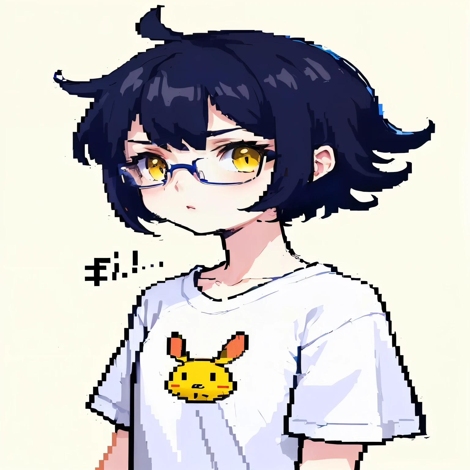 anime girl with glasses and a pokemon shirt, anime moe artstyle, pikachu as a human, 2 d anime style, in an anime style, #pixelart:3, in anime style, anime style portrait, clean detailed anime style, anime style character, by Ei-Q, anime artstyle, flat anime style shading, by Puru, anime art style, # pixelart