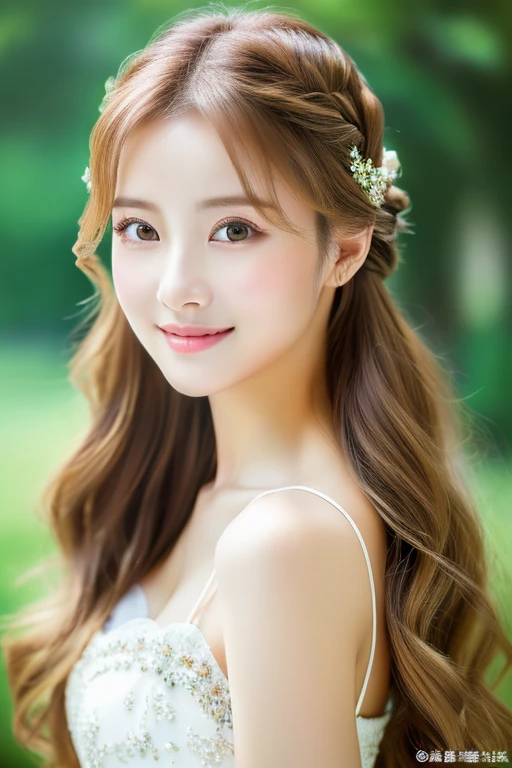 ((highest quality)), ((masterpiece)), (detailed), Head to waist angle、Perfect Face、Perfect body、Light brown hair、Beautiful Skin、A beautiful Russian and Korean woman、(masterpiece:1.3), (8k, Photorealistic, Raw photo, Best image quality: 1.4), (Random Hairstyles:1.2)、Cleavage:1.2、Super detailed face、Attention to detail、double eyelid、Sharp focus:1.2、Beautiful woman:1.4、highest quality、masterpiece、 high resolution、(Photorealistic:1.4)、非常にdetailedでプロフェッショナルな照明の笑顔、thin、Serious expression、A perfect smile、Top view