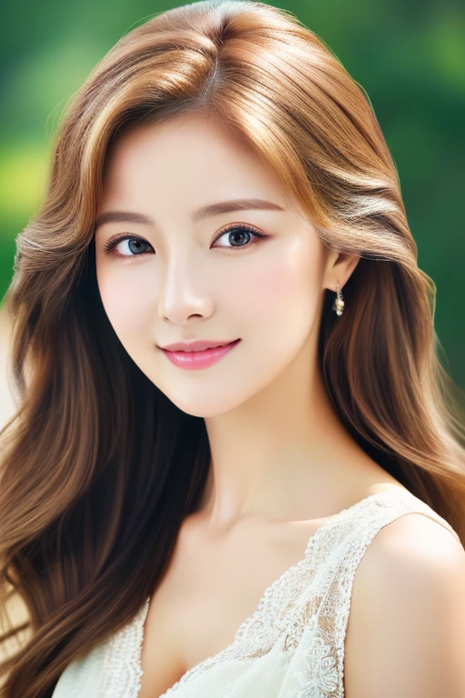 ((highest quality)), ((masterpiece)), (detailed), Head to waist angle、Perfect Face、Perfect body、Light brown hair、Beautiful Skin、A beautiful Russian and Korean woman、(masterpiece:1.3), (8k, Photorealistic, Raw photo, Best image quality: 1.4), (Random Hairstyles:1.2)、Cleavage:1.2、Super detailed face、Attention to detail、double eyelid、Sharp focus:1.2、Beautiful woman:1.4、highest quality、masterpiece、 high resolution、(Photorealistic:1.4)、非常にdetailedでプロフェッショナルな照明の笑顔、thin、Serious expression、A perfect smile、Top view
