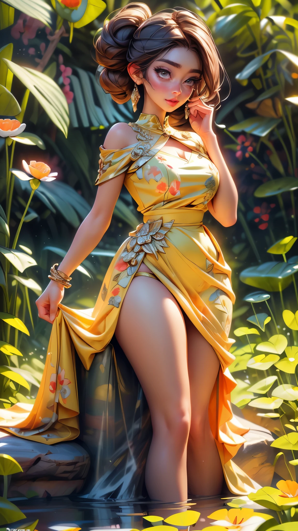 (best quality,4k,8k,highres,masterpiece:1.2),ultra-detailed,(best quality,realistic:1.2),lovely woman,field of poppy flowers,sheer yellow floral print summer dress,sunset,play,joy,beauty,harmony,portrait,soft lighting,vibrant colors, HDR, 8k, absurdres, cinestill 800, sharp focus, add_detail:2, Ultra HD | | | ((Fullbody-shot)) add_detail:2 (1woman, solo)