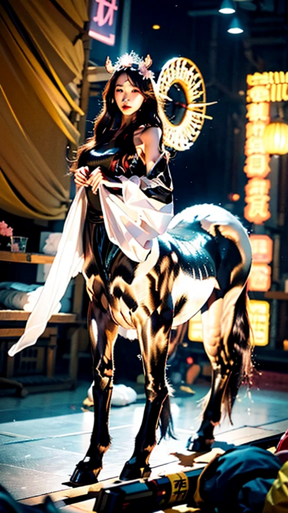 In the beautiful illustration of this super-grand scene,The ultra-distant lens shows us(More than eight distinctive and beautiful Centaur characters:2.7),Their personality、Distinctive and vivid features。from(A radiant, angelic, snow-white centaur from heaven:1.1),arrive(Nightmare-like fiery red centaur surrounded by flames:1.1)、再arrive(Green Centaur, the wind fairy dancing in the air:1.1)、再arrive有(One-horned blue centaur surrounded by lightning:1.1),arrive(A mechanical-style mecha Centaur shining with metallic light:1.1)、再arrive(A powerful dragon-shaped centaur wearing colorful dragon scale leather:1.1)、再arrive(A slender elven centaur that is graceful and agile:1.1)Gracefully wears a flower crown、arrive(Enchanting and charming Tiflin centaurs:1.1)、再arrive(A succubus centaur with an indescribably sexy feeling:1.1)。Each Centaur character fully demonstrates his unique style。The illustration uses advanced artistic techniques and tools,Use nesting、Weaving、Splicing、perspective、interlude、Montage and other artistic techniques,Divide the scene into sections by geometric arrangement,Each part corresponds to a role,from而更有效地利用了空间,Make eight centaurs exist in one picture at the same time,(The style tends to be grotesque、Hayao Miyazaki、Aesthetic、indescribable:3.3)。Through Midjourney's advanced brush tools、Color palette、Material packs和模型包、Texture tools,For each centaur, beautiful props are designed to increase racial characteristics、Clothing and physical features,Enhances the character's personality and visual appeal,(Stunning landscapes in illustrations,There are changing skies、rainbow、aurora、Stars and Moon,Incorporating iconic landmarks such as Mount Everest,and fireworks、Tranquil Lake、Natural and urban elements of waves and neon lights,Creates a magical atmosphere:1.5),Centaurs demonstrate their unique abilities and equipment in a variety of environments,This is true even in extreme alien landscapes。Use Midjourney's tools、Material packs、Texture tools、The color palette makes depicting details vivid and realistic,from复杂的发型和以及不同的种族特质、Body、Appearance features、服装arrive真实的纹理,Greatly improved the realism of the Centaurs and their surroundings,The fusion of multiple art styles adds dynamism to the character's movement at all angles,The overall visual experience is further enriched。The final illustration was described as a "masterpiece",It has the characteristics of "best quality" and "realistic",The details put into the creative process are shown、Level of creativity and craftsmanship。 hdr,(Reality,Masterpiece quality,Best quality)